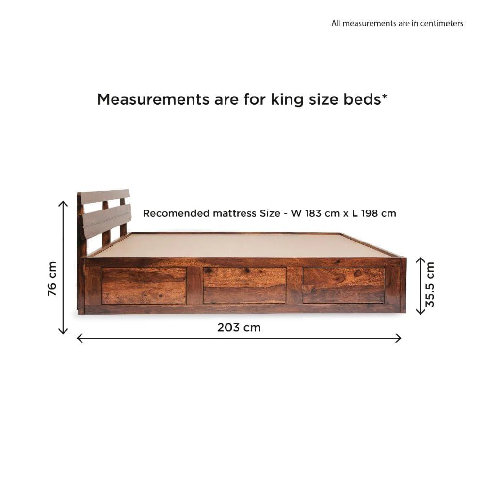 Admire Sheesham Wood Bed With Storage - Image 9