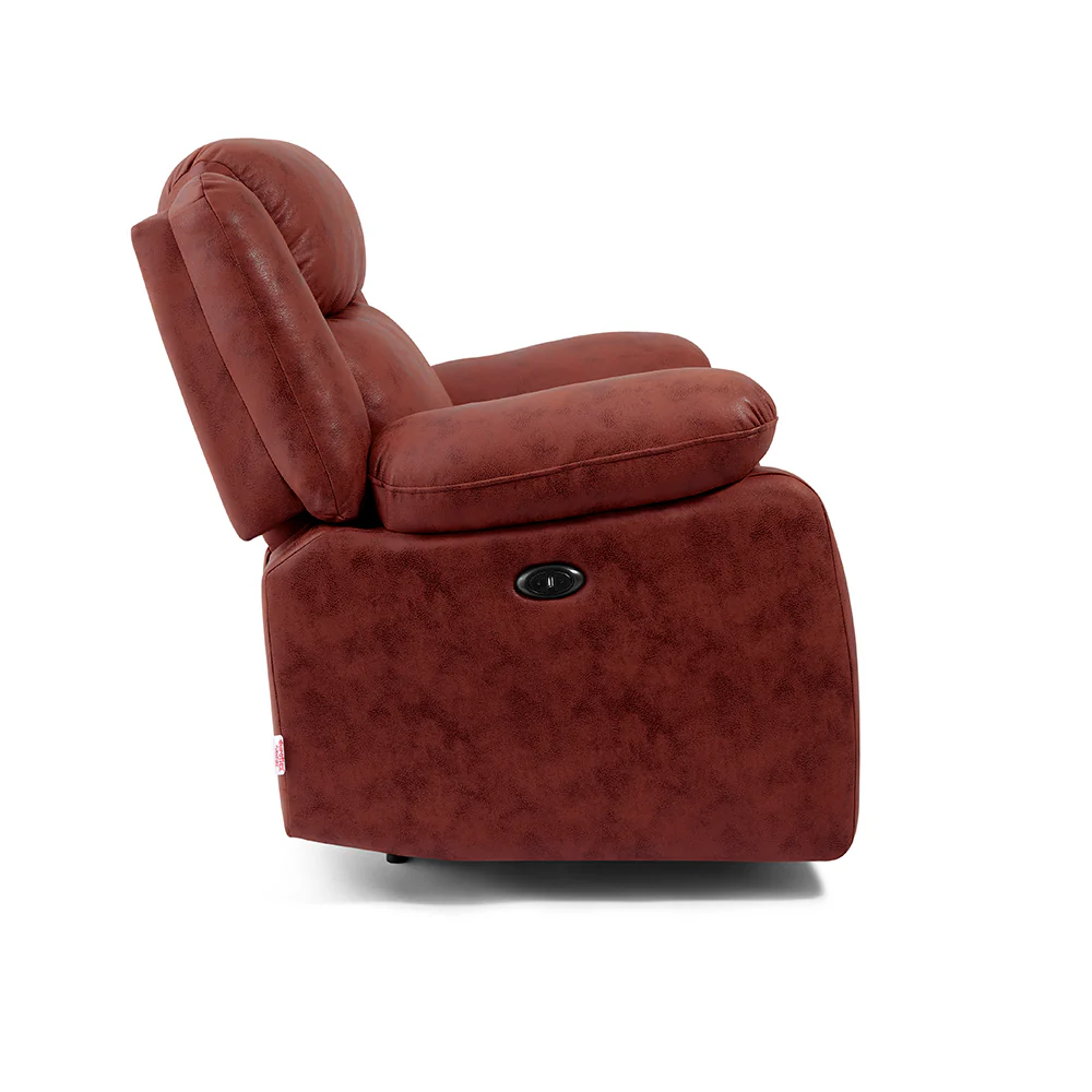 Avalon Motorized Electric Powered Crimson Red Suede Recliner - Image 10