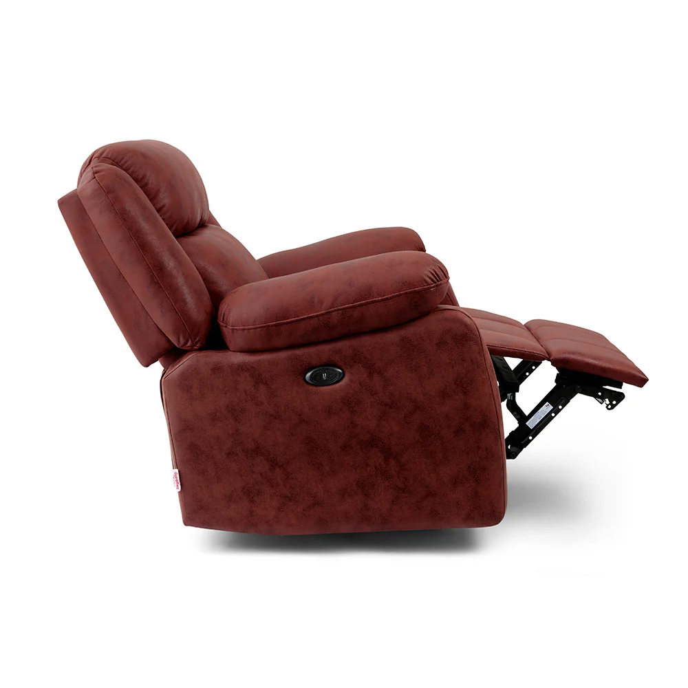 Avalon Motorized Electric Powered Crimson Red Suede Recliner - Image 8