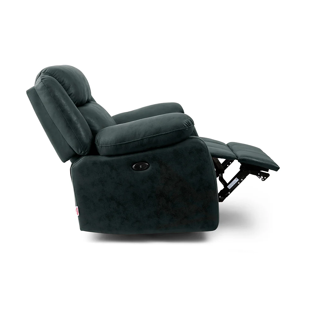 Avalon Motorized Electric Powered Midnight Blue Suede Recliner - Image 7