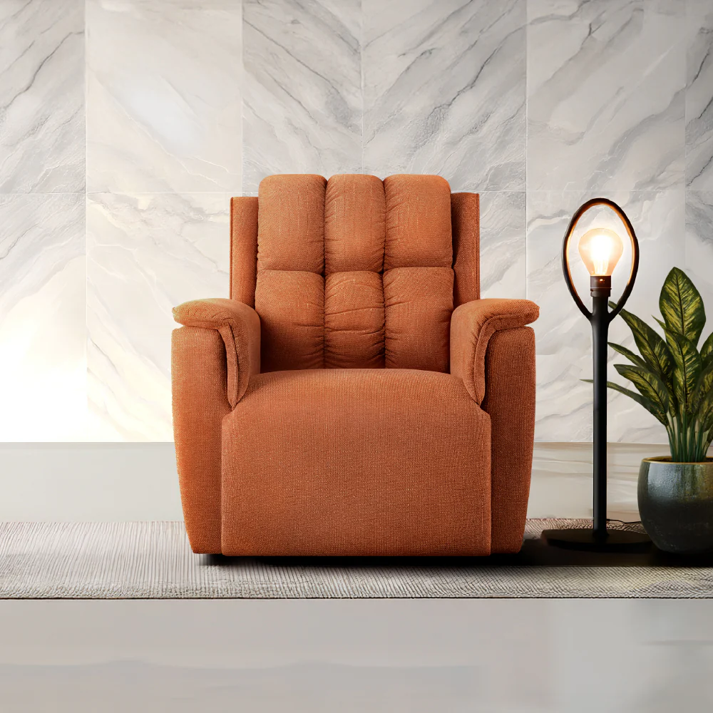 Avalon Elite mov.E Hawaiian Sunset Orange Fabric 1 Seater Sofa