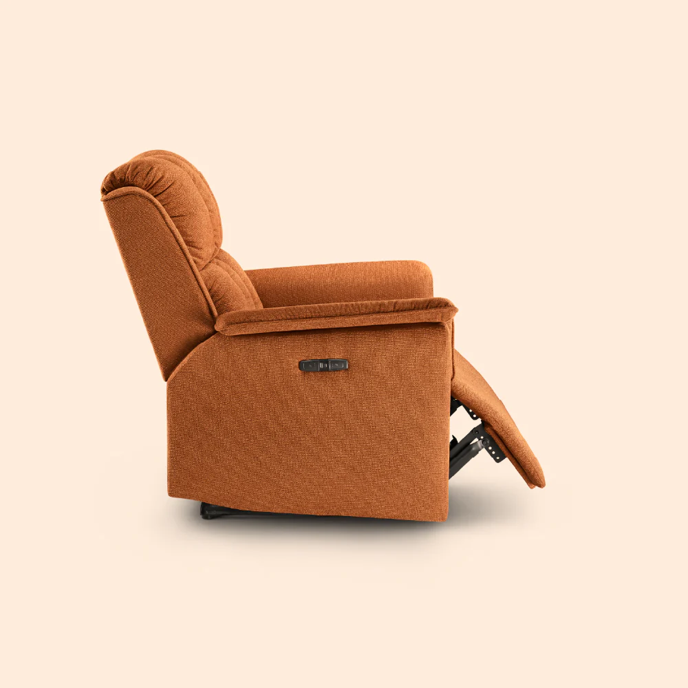Avalon Elite mov.E Hawaiian Sunset Orange Fabric 1 Seater Sofa - Image 7