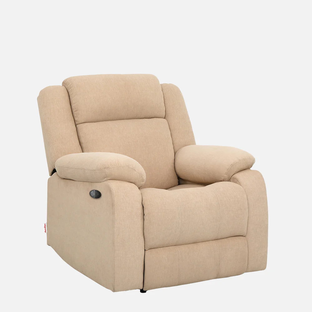 Avalon Motorized Electric Powered Beige Fabric Recliner - Image 3