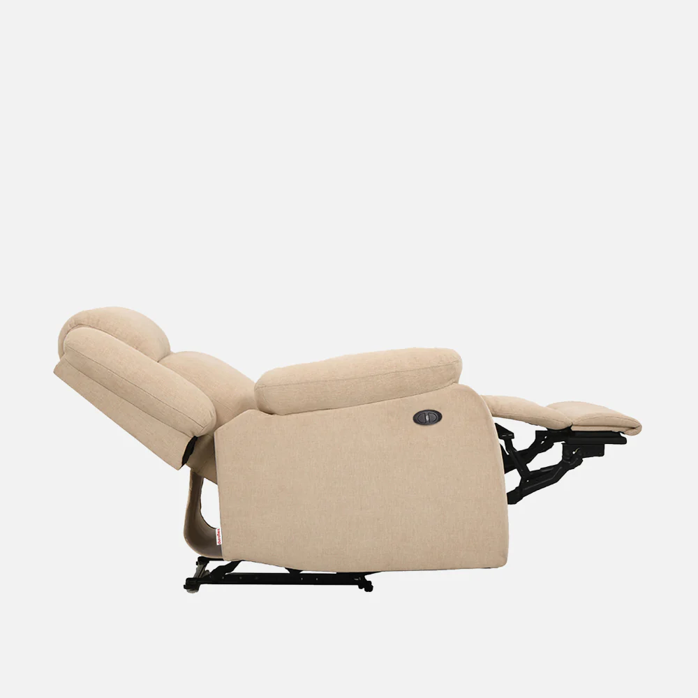Avalon Motorized Electric Powered Beige Fabric Recliner - Image 4