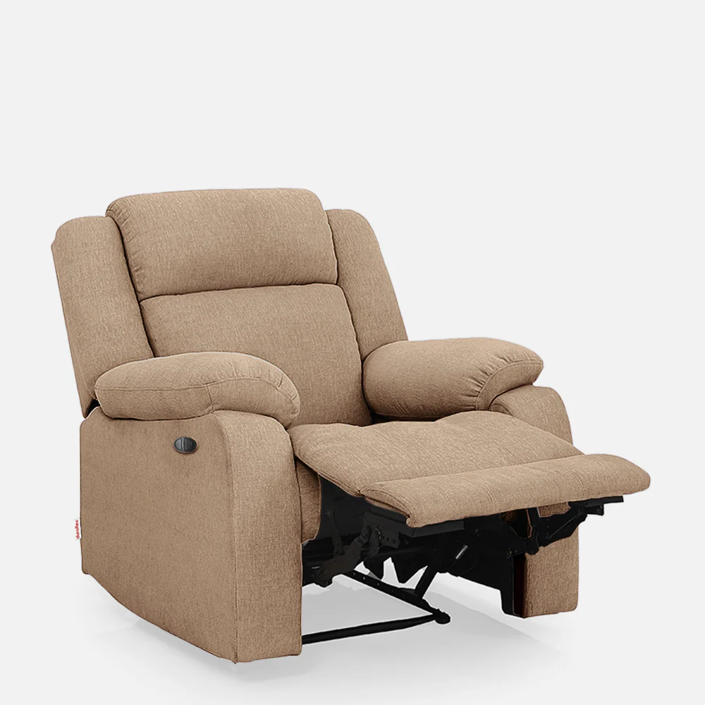 Avalon Motorized Electric Powered Brown Fabric Recliner - Image 5
