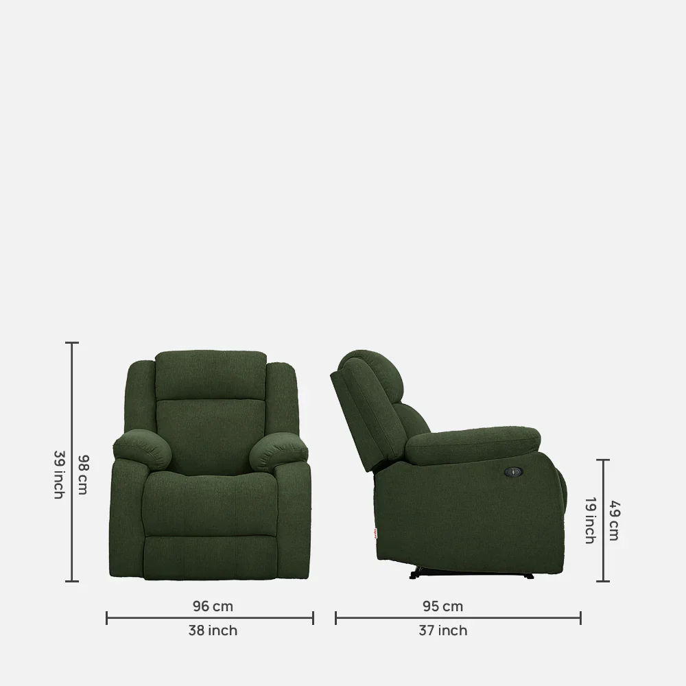 Avalon Motorized Electric Powered Sap Green Fabric Recliner - Image 7