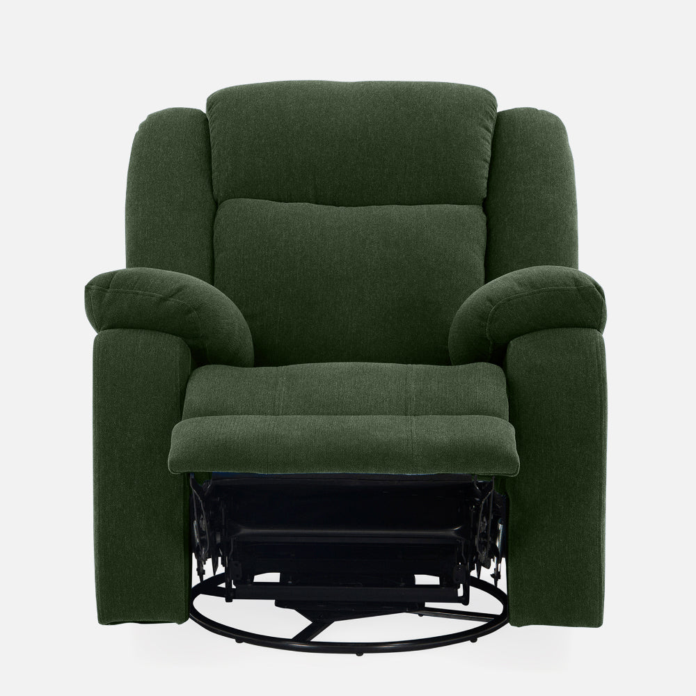 Avalon - Rocking & Rotating Single Seater Fabric Recliner In Green Colour - Image 7