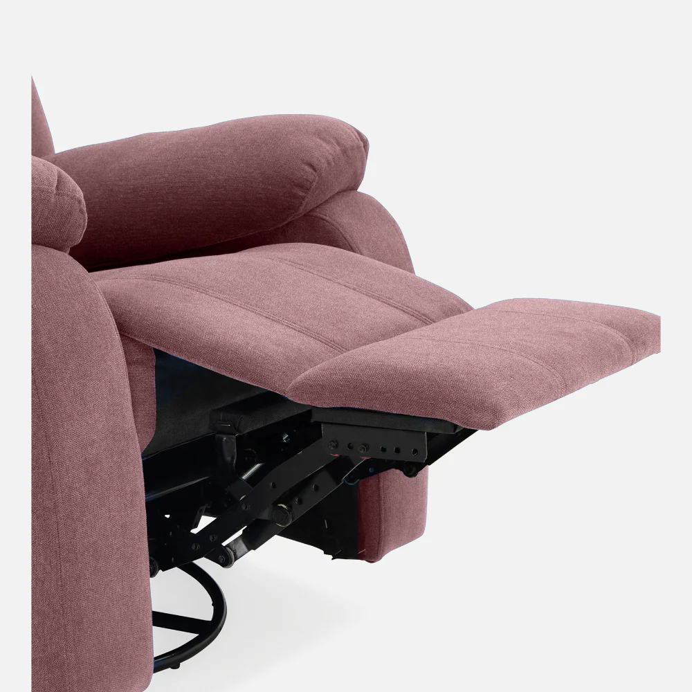 Avalon - Rocking & Rotating Single Seater Fabric Recliner In Pink Colour - Image 11