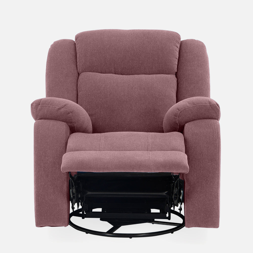 Avalon - Rocking & Rotating Single Seater Fabric Recliner In Pink Colour - Image 4