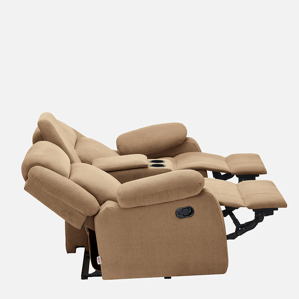 Avalon Twin Plaster Brown Fabric Recliner 2 Seater - Image 9