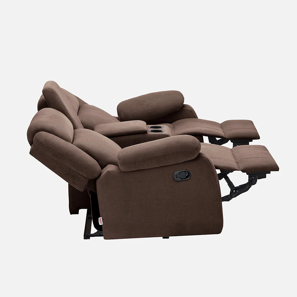 Avalon Twin Saddle Brown Fabric Recliner 2 Seater - Image 10