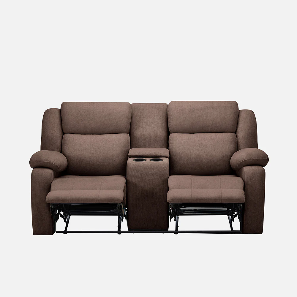Avalon Twin Saddle Brown Fabric Recliner 2 Seater - Image 4