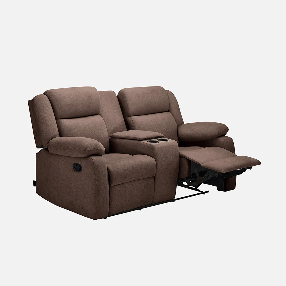 Avalon Twin Saddle Brown Fabric Recliner 2 Seater - Image 7
