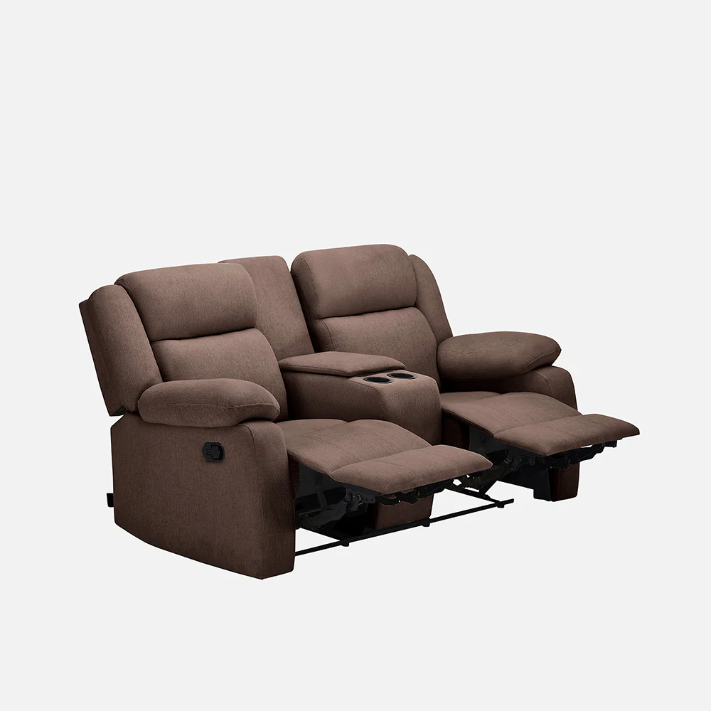 Avalon Twin Saddle Brown Fabric Recliner 2 Seater - Image 8