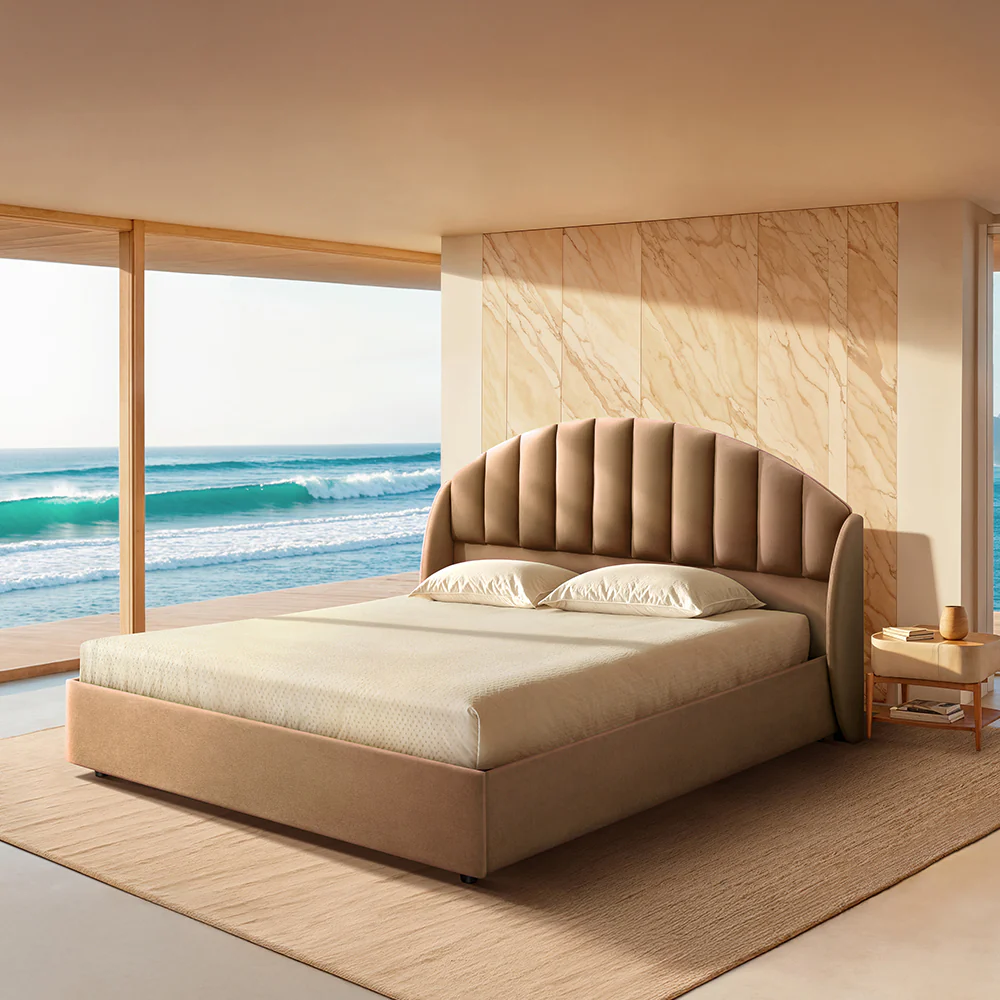 Celeste Tiger's eye Upholstered Bed - Brown - Image 5
