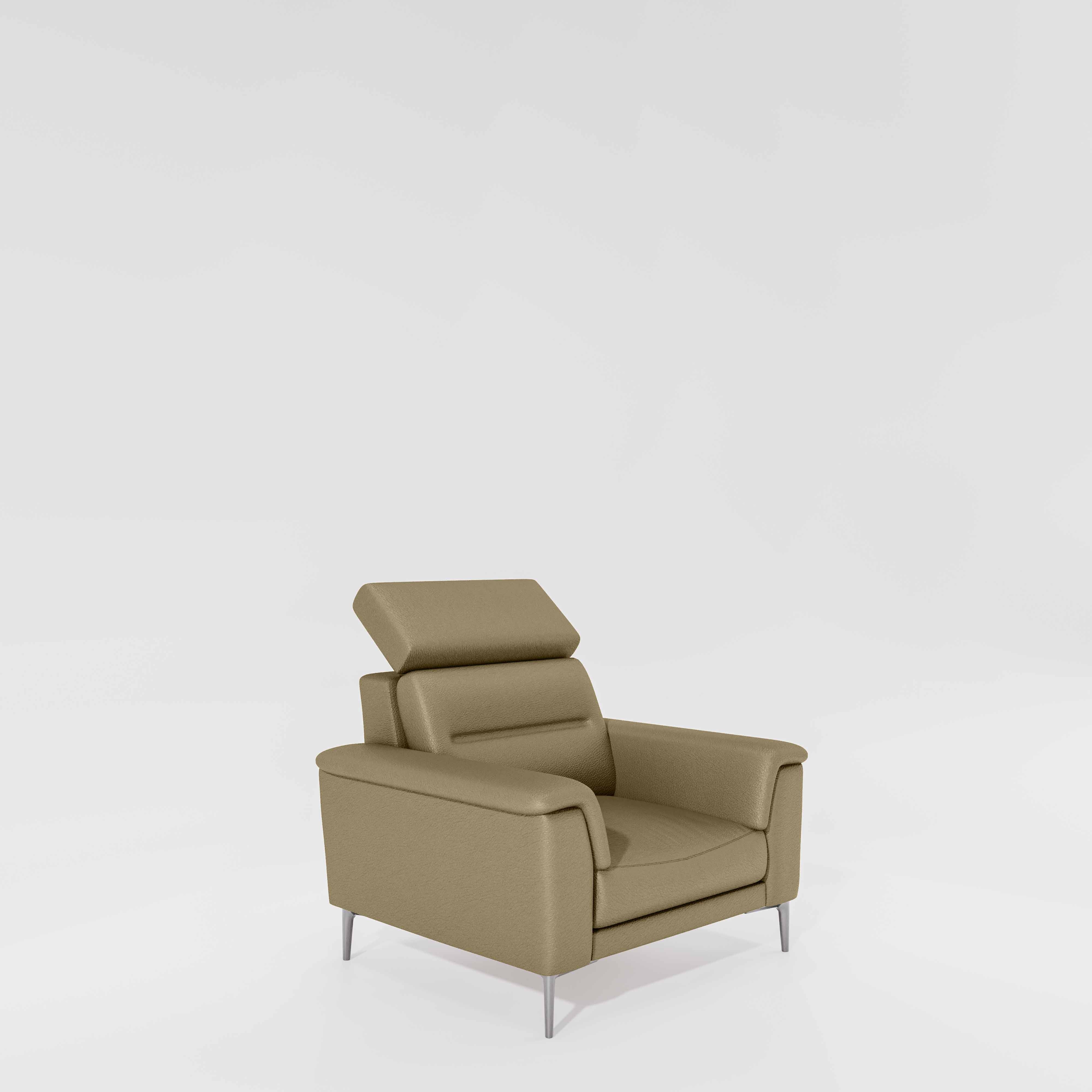 Cresendo 1 Seater Leatherette fabric - Pebble - Image 3