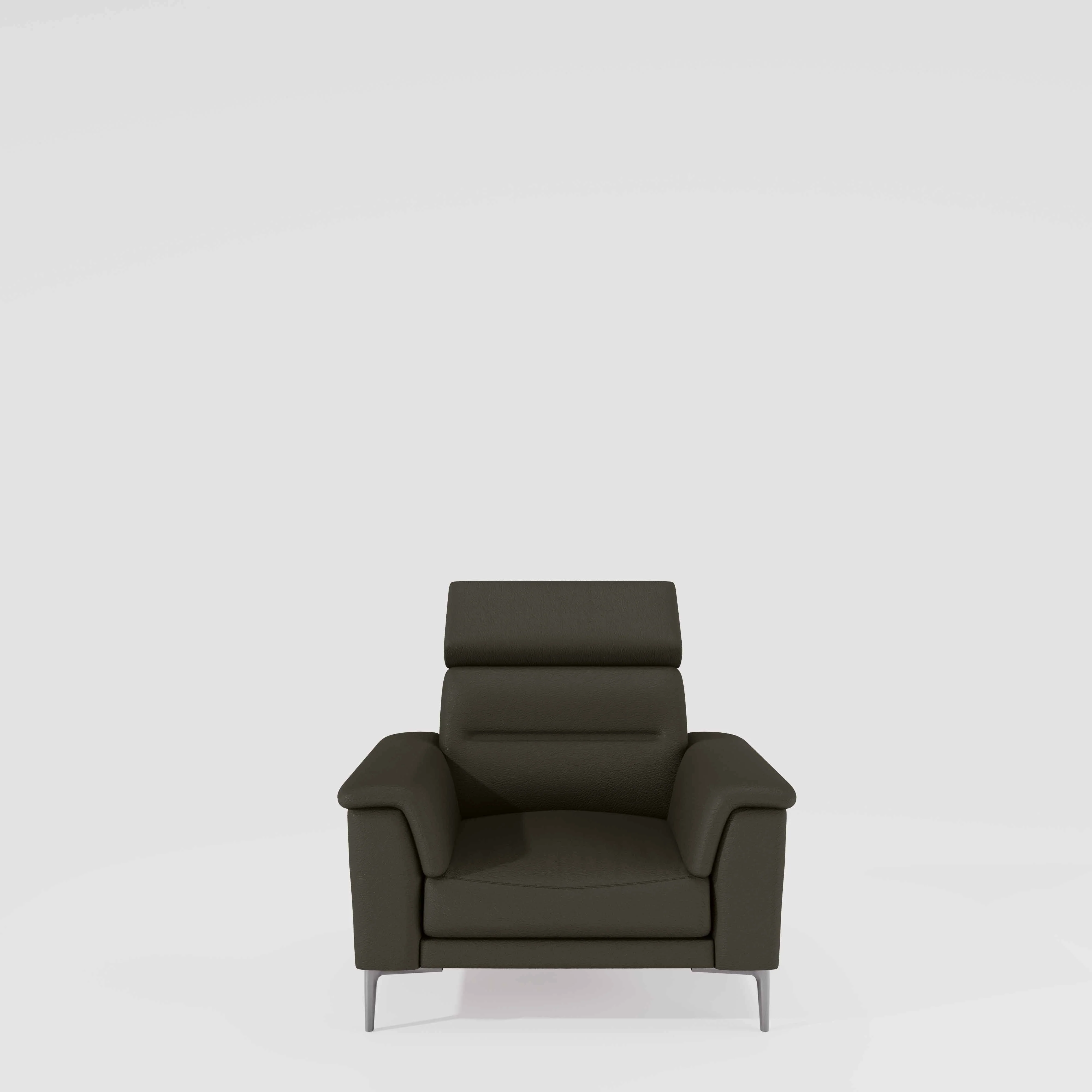 Cresendo 1 Seater Leatherette fabric - Pewter Grey - Image 2