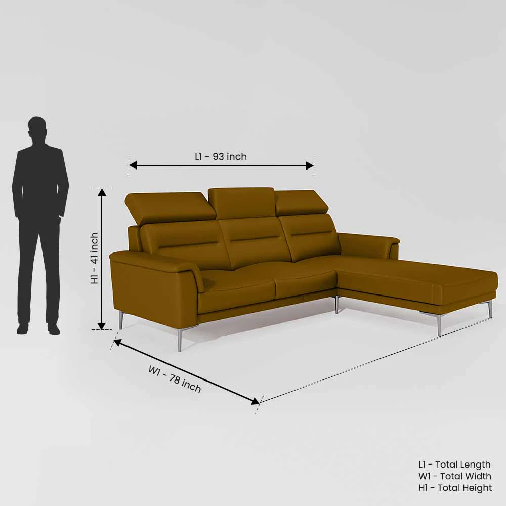 Cresendo 2 Seater with LH Lounger Leatherette fabric - Golden Orange - Image 3