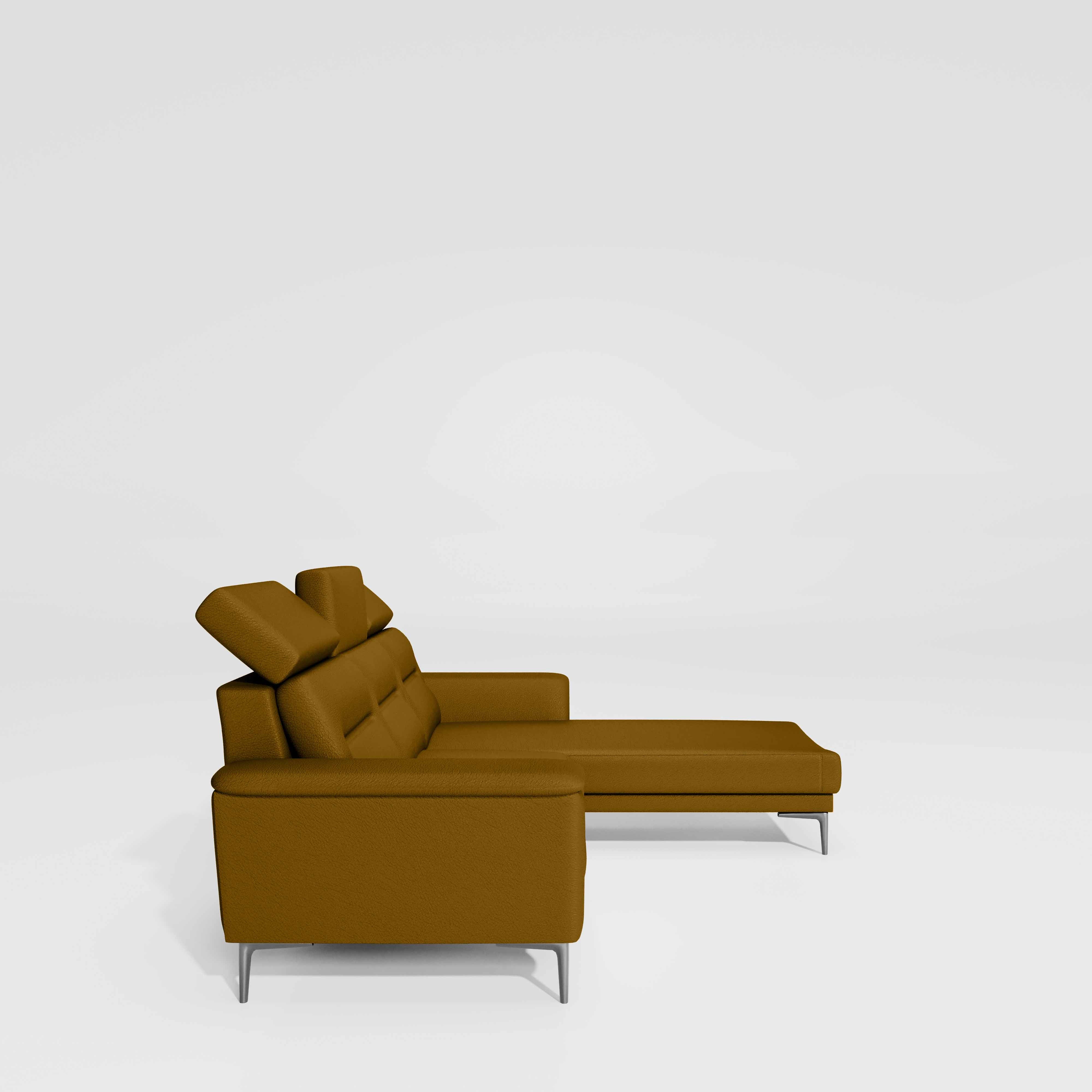 Cresendo 2 Seater with RH Lounger Leatherette fabric - Tobacco Brown - Image 5