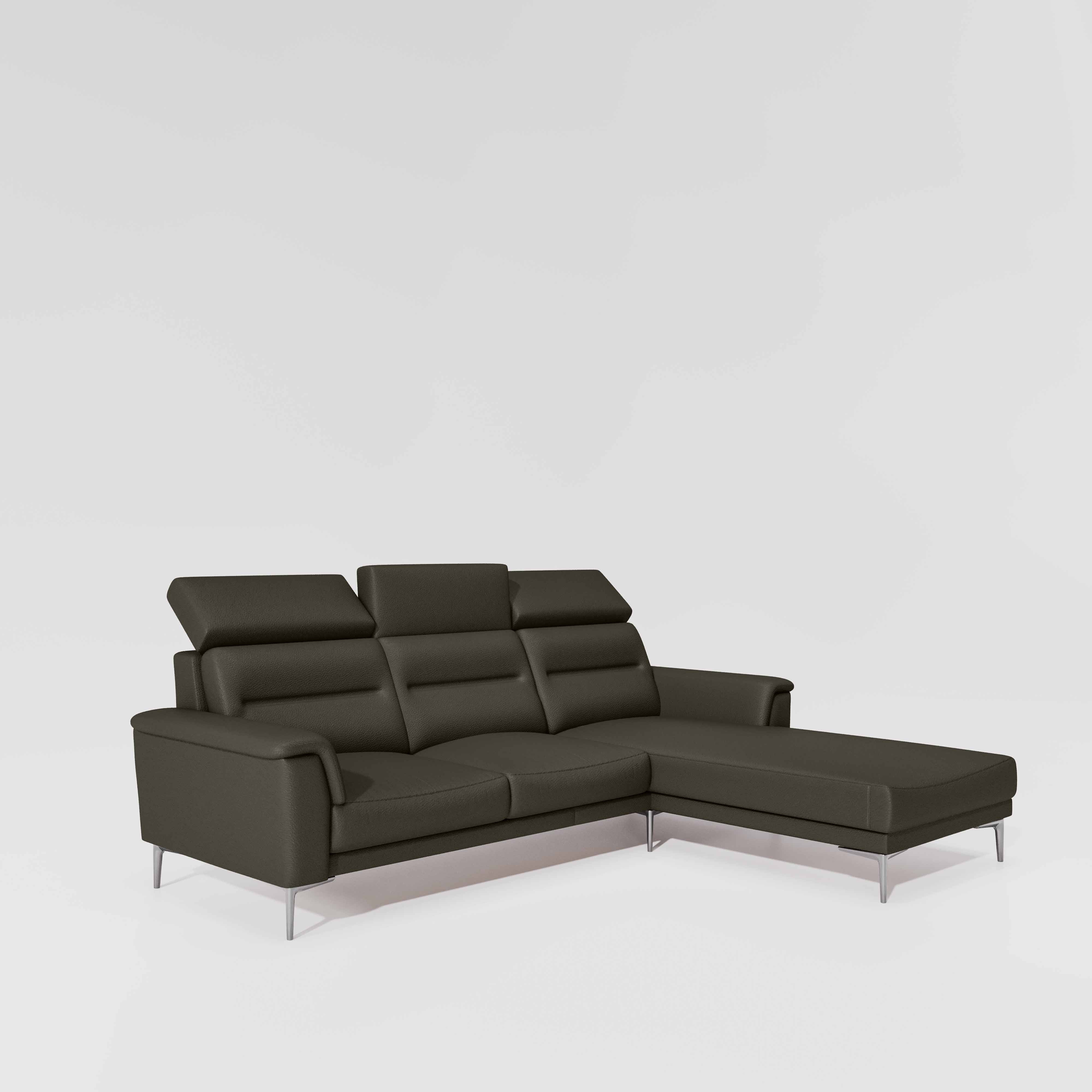 Cresendo 2 Seater with RH Lounger Leatherette fabric - Pewter Grey - Image 5