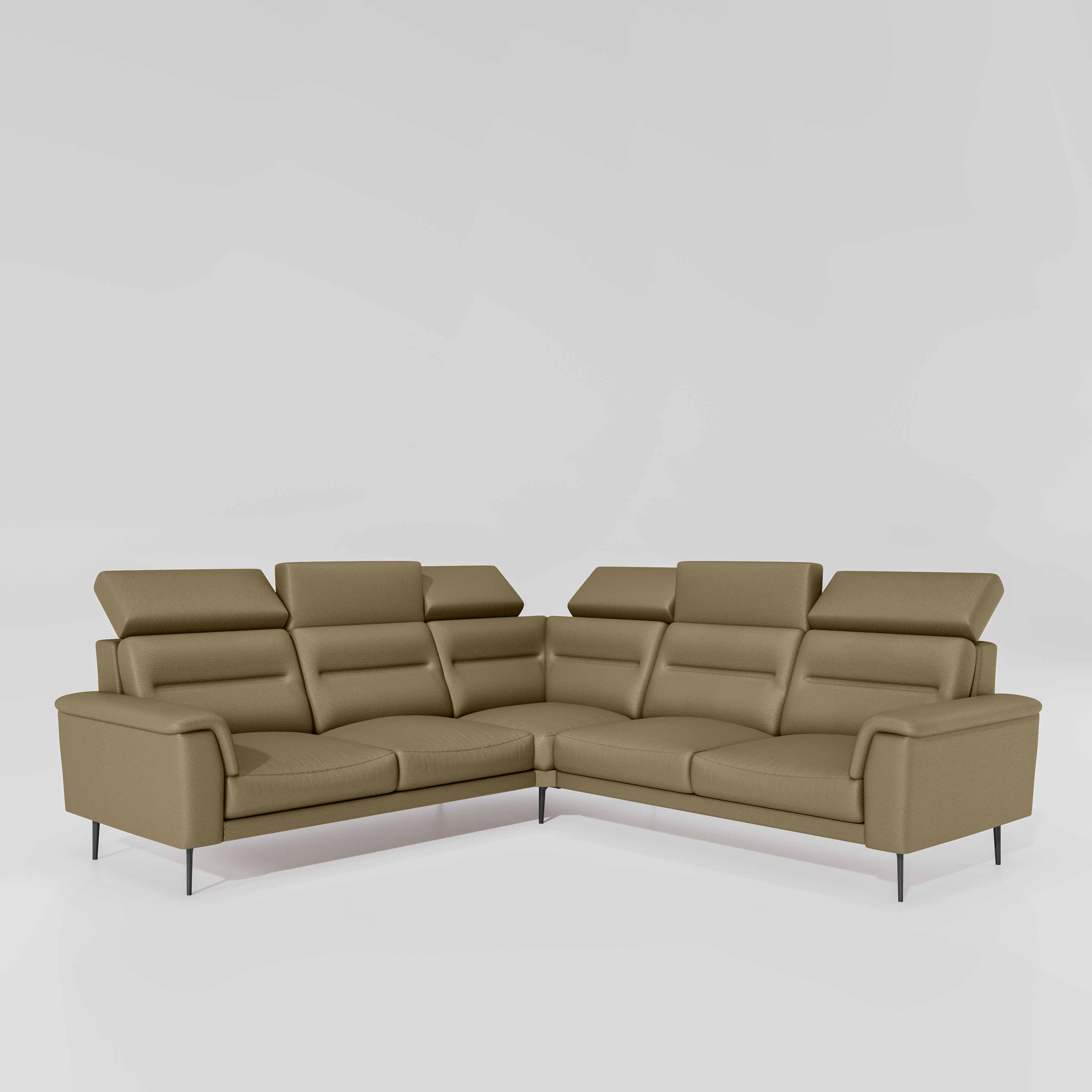 Crescendo 2 Seater + Corner + 2 Seater Leatherette Fabric - Pebble - Image 3