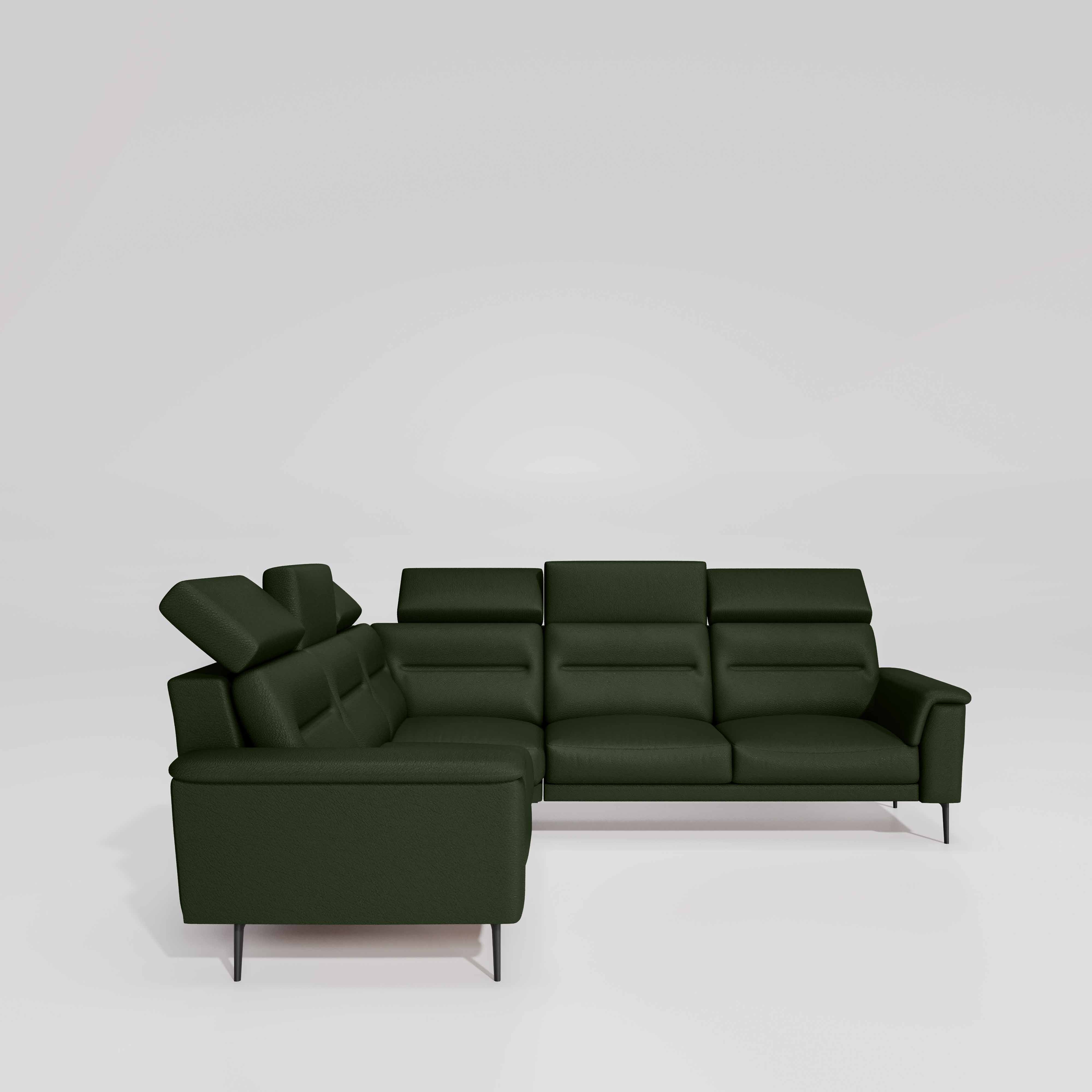 Crescendo 2 Seater + Corner + 2 Seater Leatherette Fabric - Black Forest - Image 5