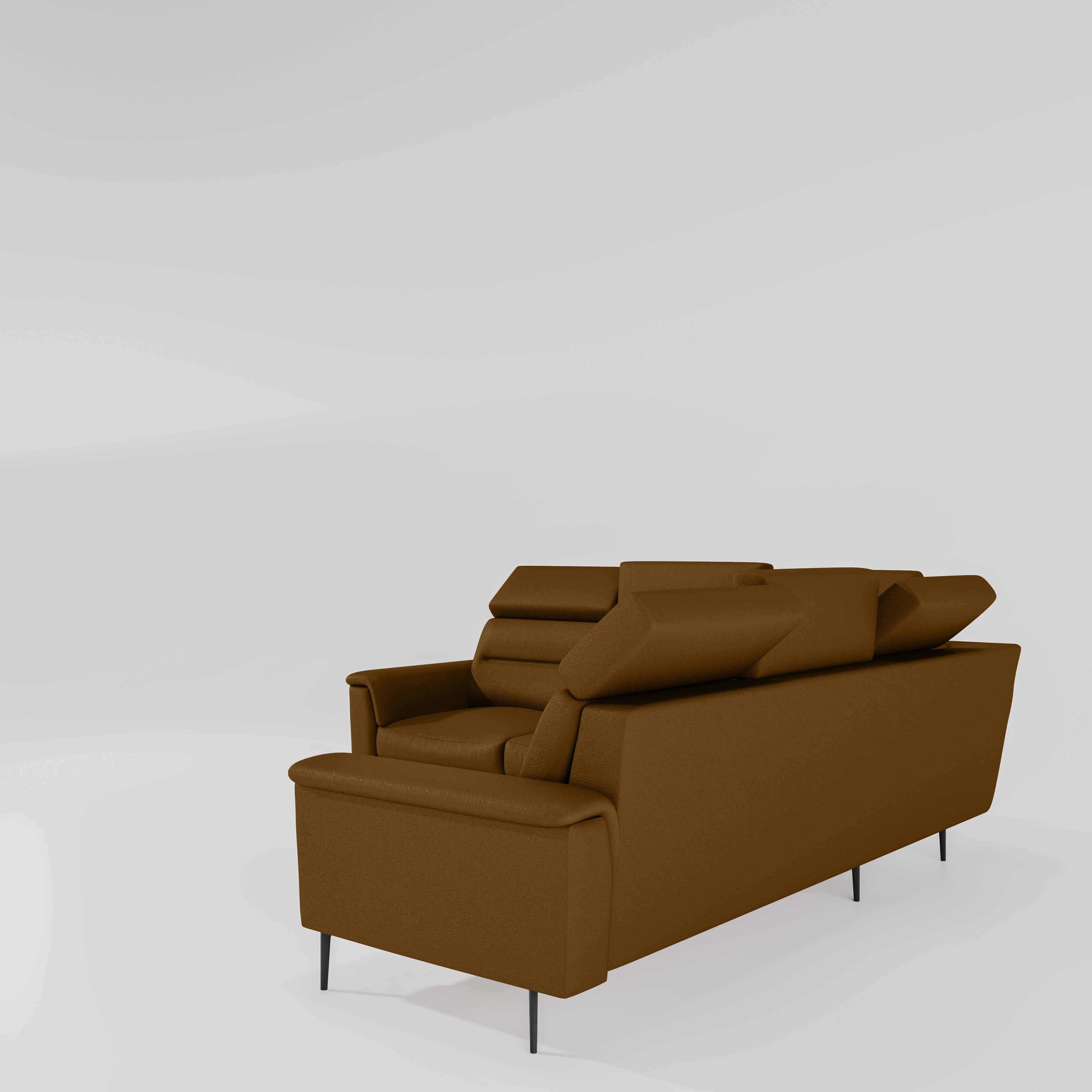 Crescendo 2 Seater + Corner + 2 Seater Leatherette Fabric - Tobacco Brown - Image 4