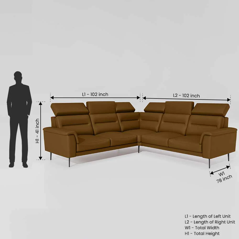 Crescendo 2 Seater + Corner + 2 Seater Leatherette Fabric - Tobacco Brown - Image 7