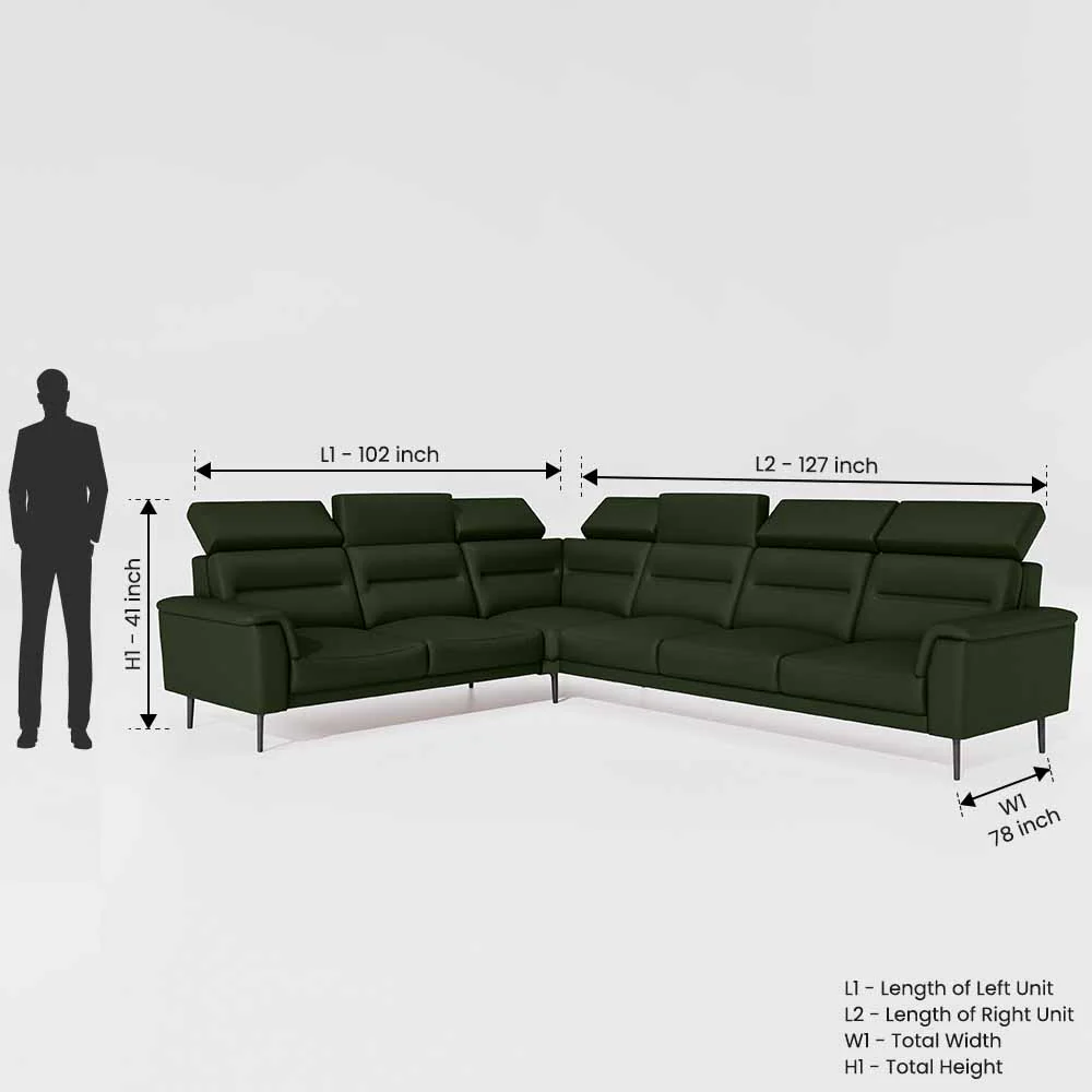 Crescendo 2 Seater + Corner + 3 Seater Leatherette Fabric - Black Forest - Image 7