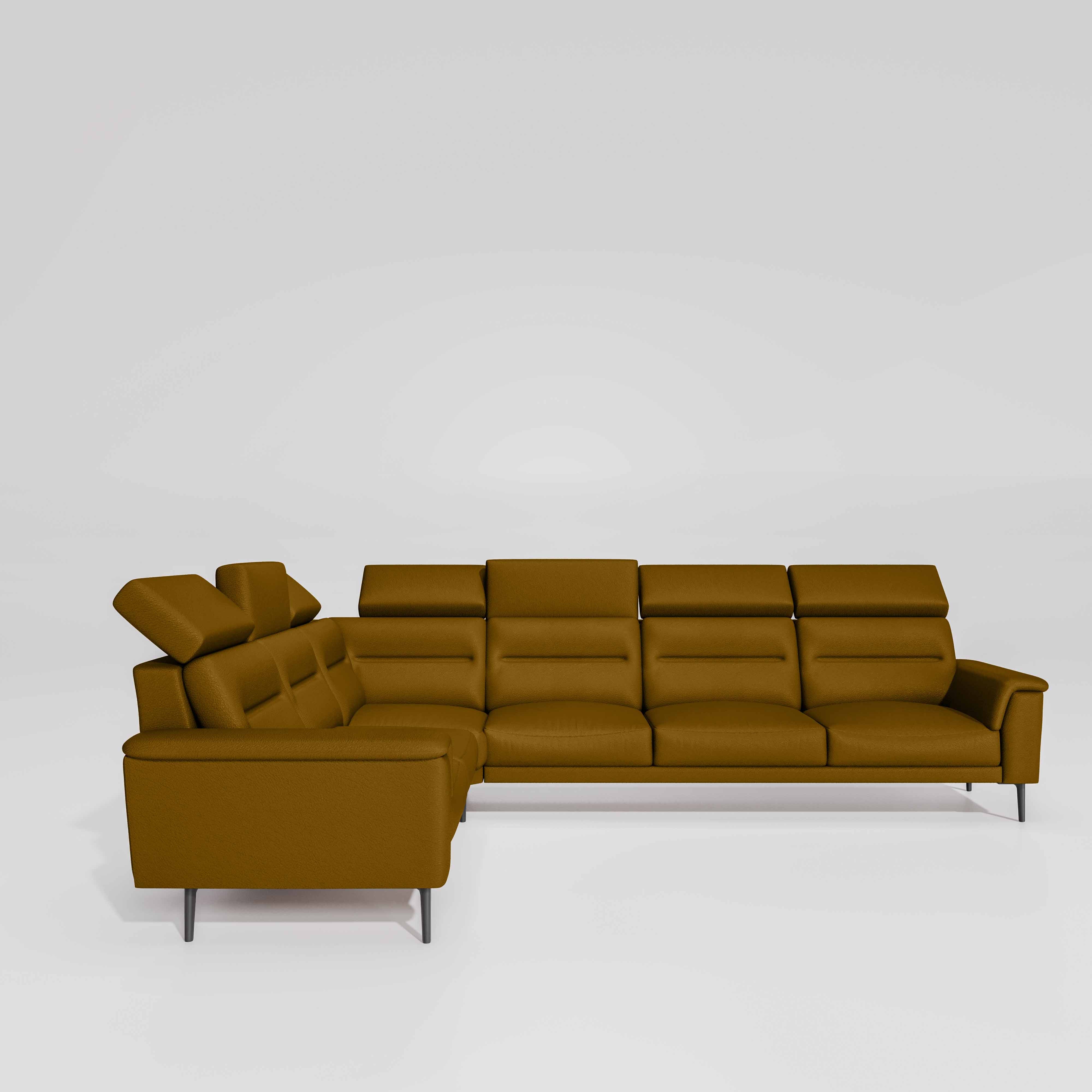 Crescendo 2 Seater + Corner + 3 Seater Leatherette Fabric - Golden Orange - Image 5
