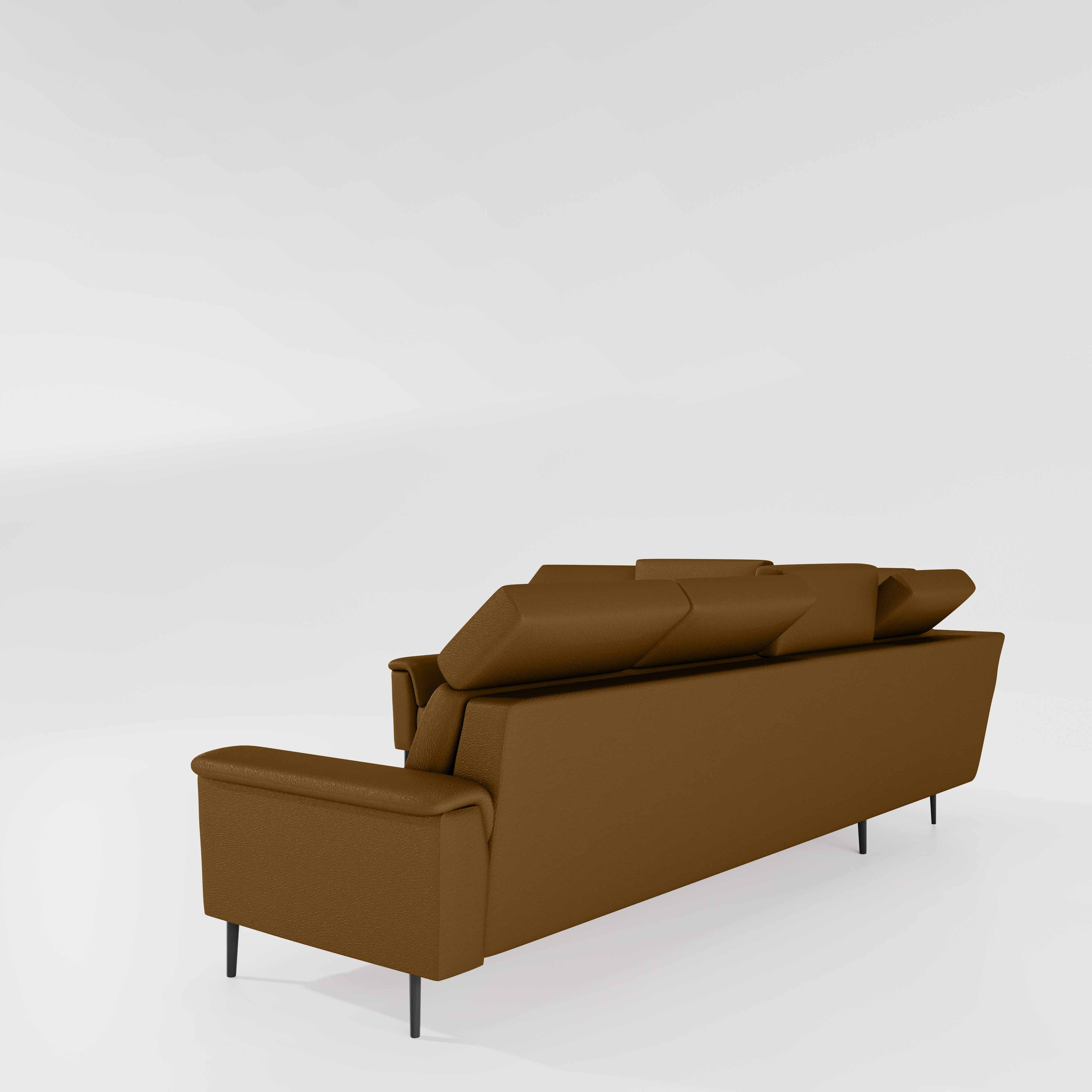 Crescendo 2 Seater + Corner + 3 Seater Leatherette Fabric - Tobacco Brown - Image 4