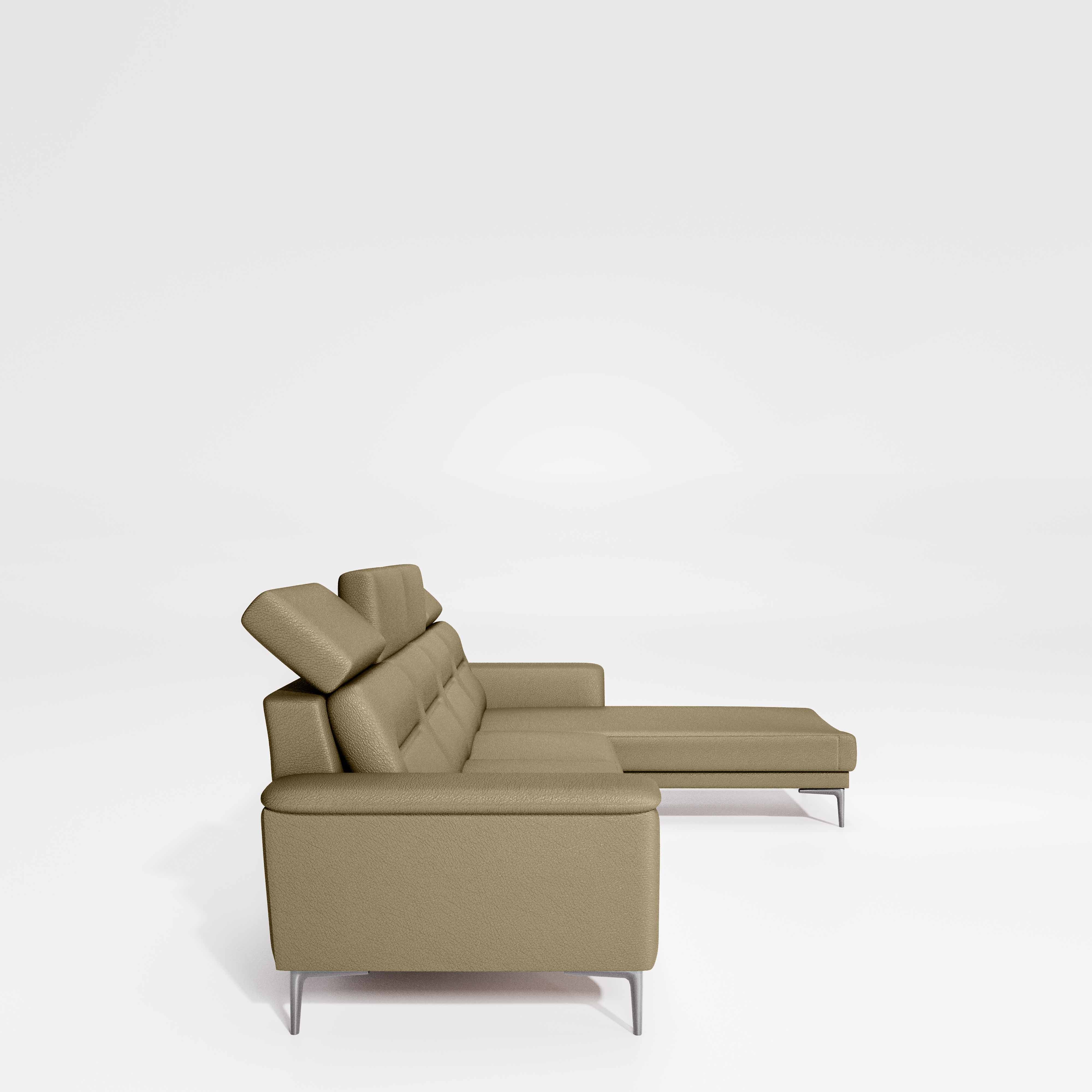 Cresendo 3 Seater with LH Lounger Leatherette fabric - Pebble - Image 5