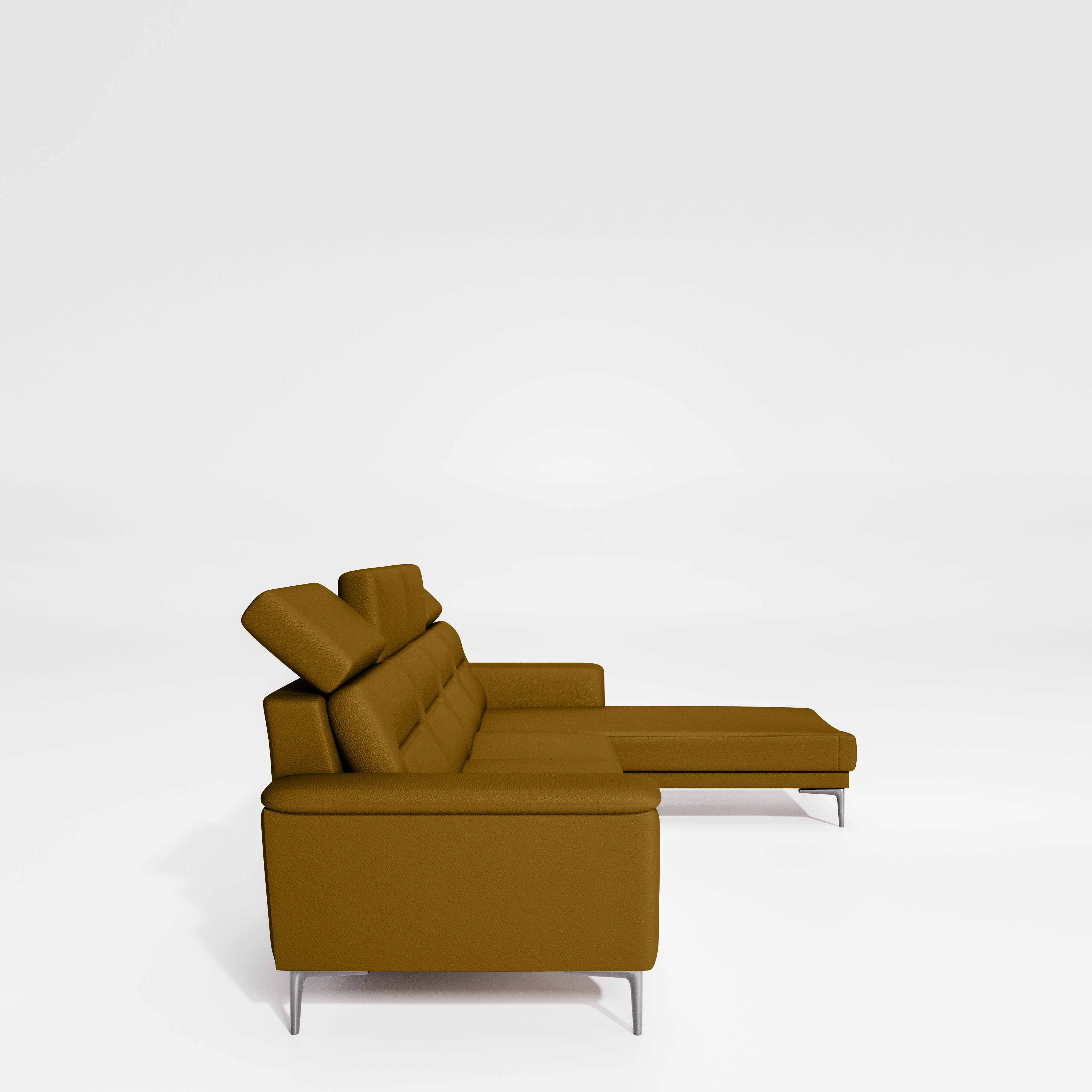 Cresendo 3 Seater with LH Lounger Leatherette fabric - Golden Orange - Image 7