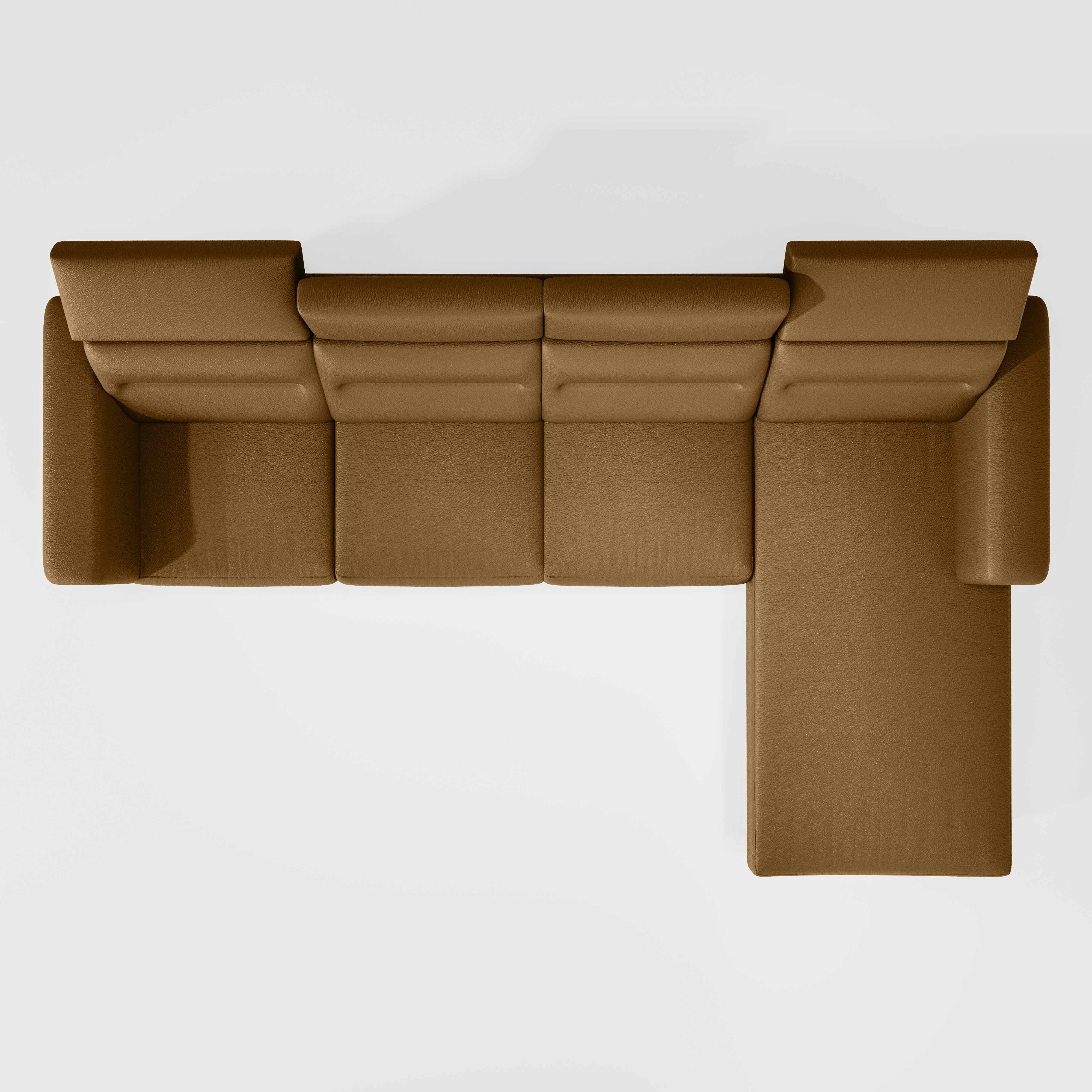 Cresendo 3 Seater with RH Lounger Leatherette fabric - Tobacco Brown - Image 4