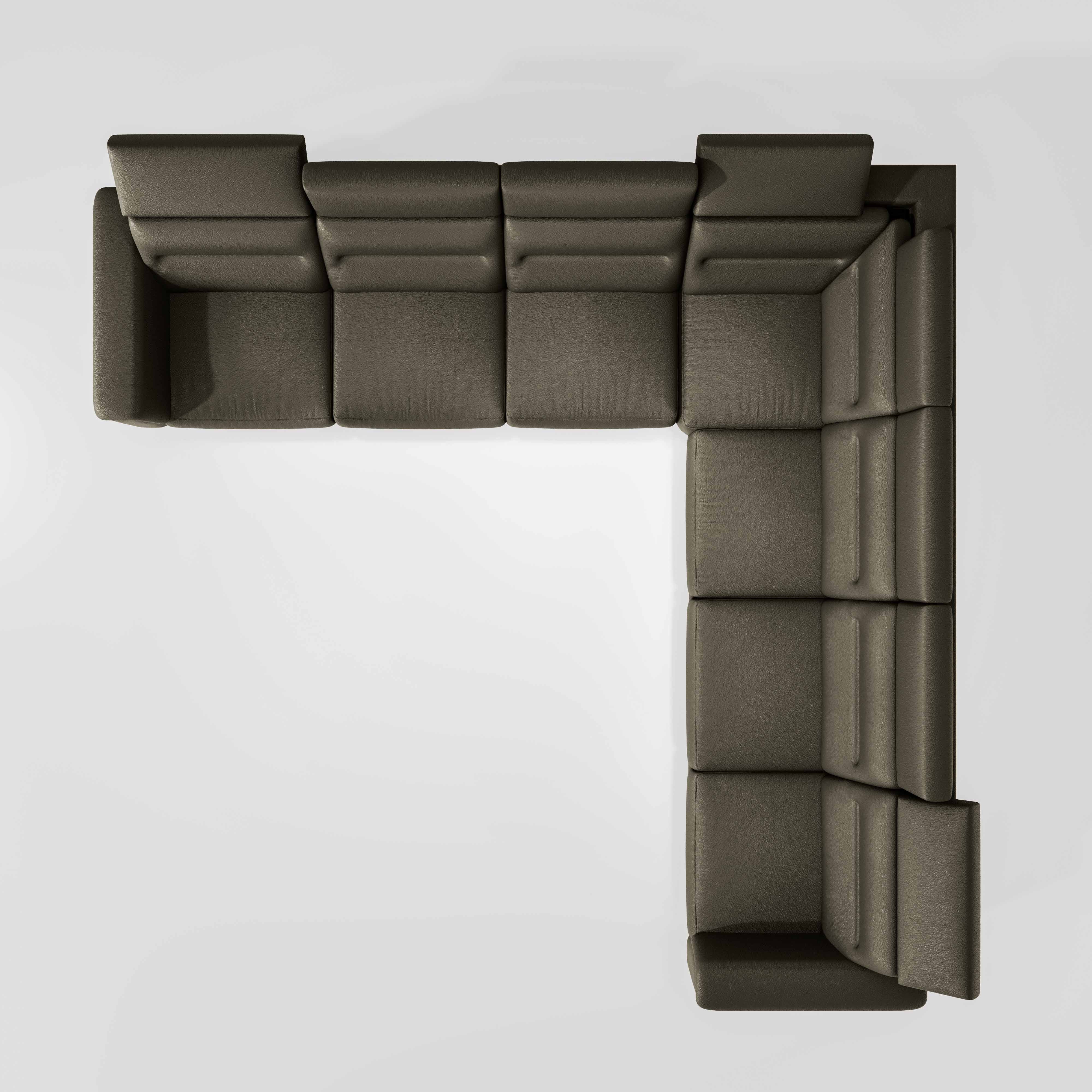Crescendo 3 Seater + Corner + 3 Seater Leatherette Fabric - Pewter Grey - Image 6