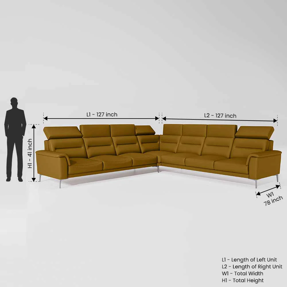 Crescendo 3 Seater + Corner + 3 Seater Leatherette Fabric - Golden Orange - Image 7