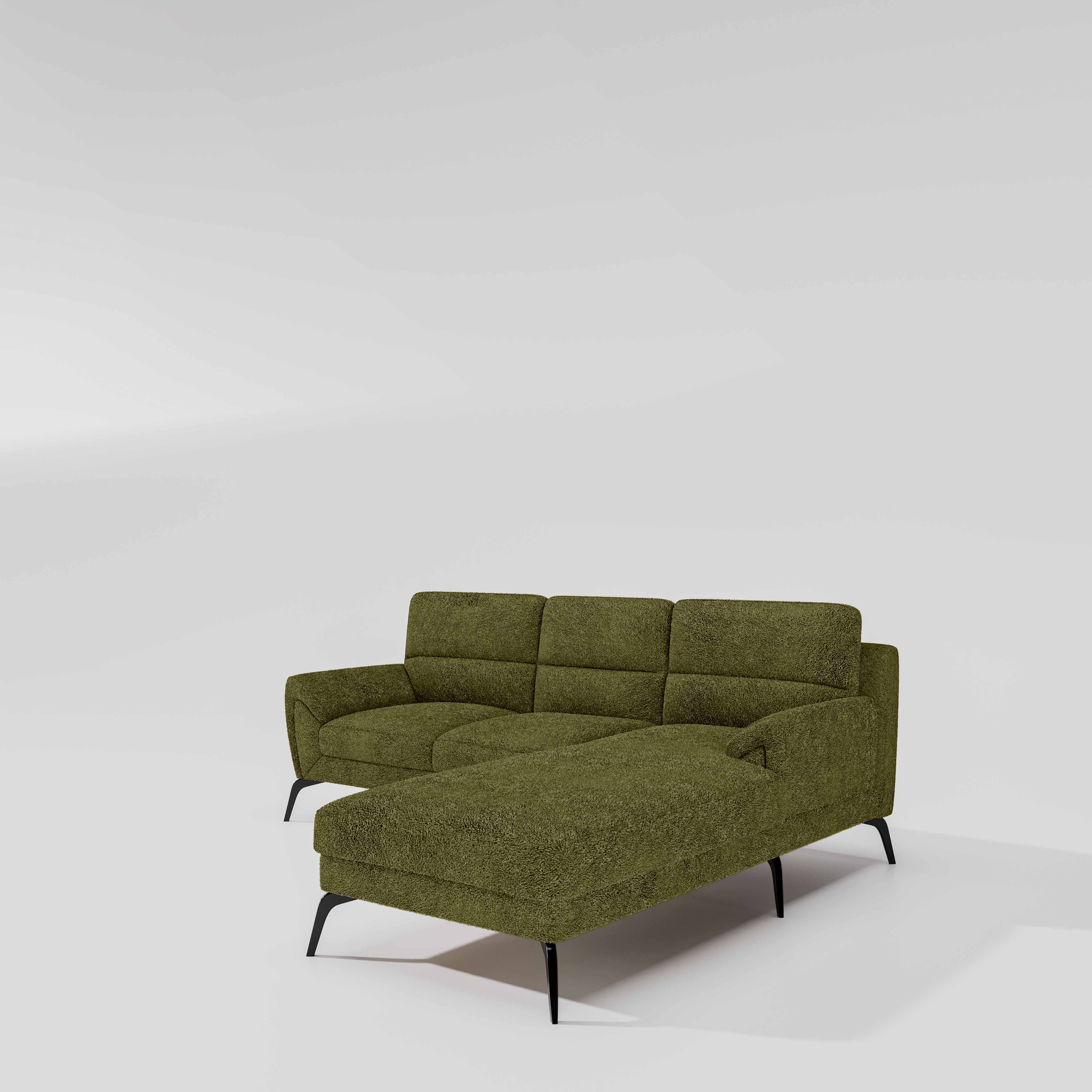 Octave 2 Seater Sofa with LH Lounger Boucle Fabric  - Dried Herb - Image 4