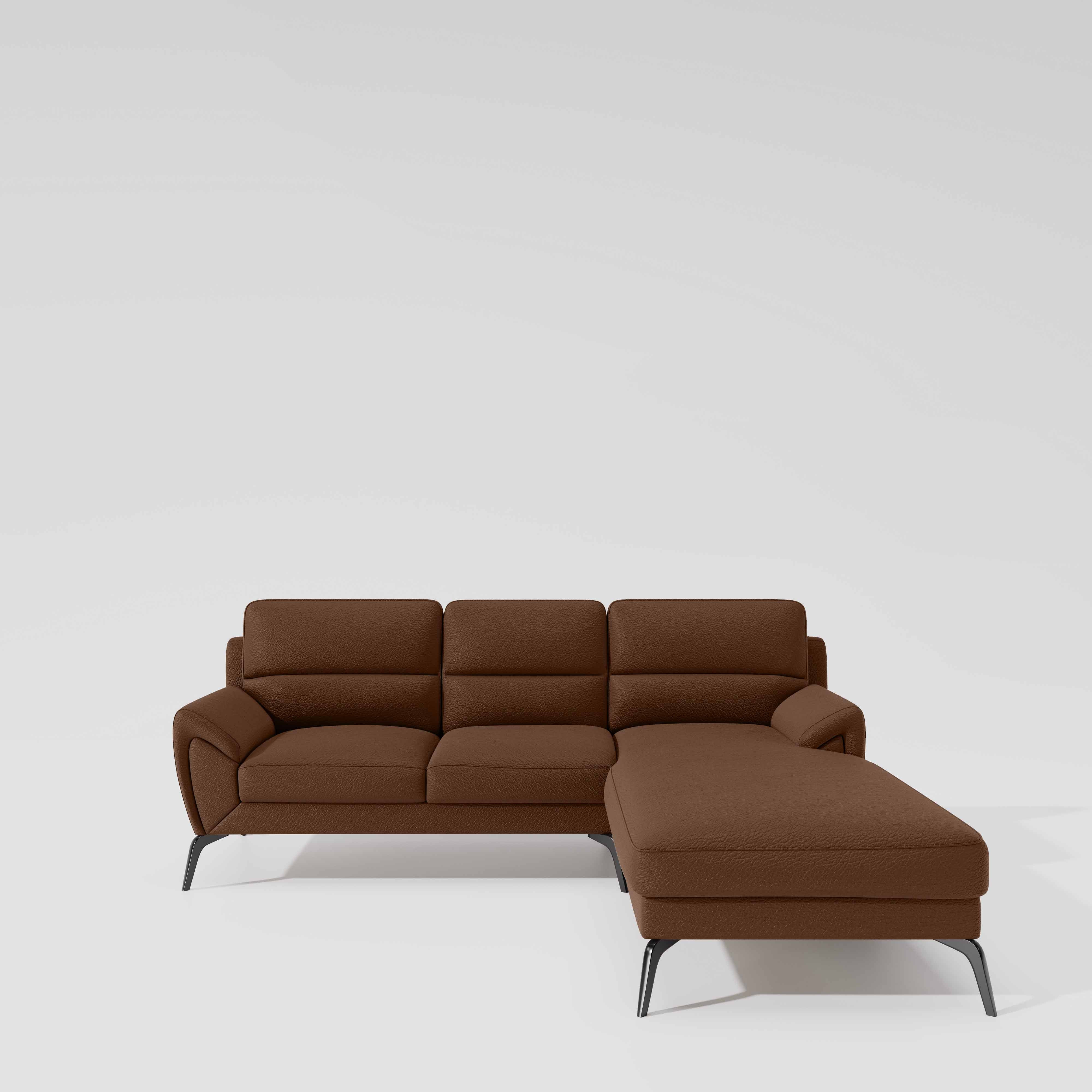 Octave 2 Seater Sofa with LH Lounger Suede Fabric  - Capuccino - Image 2