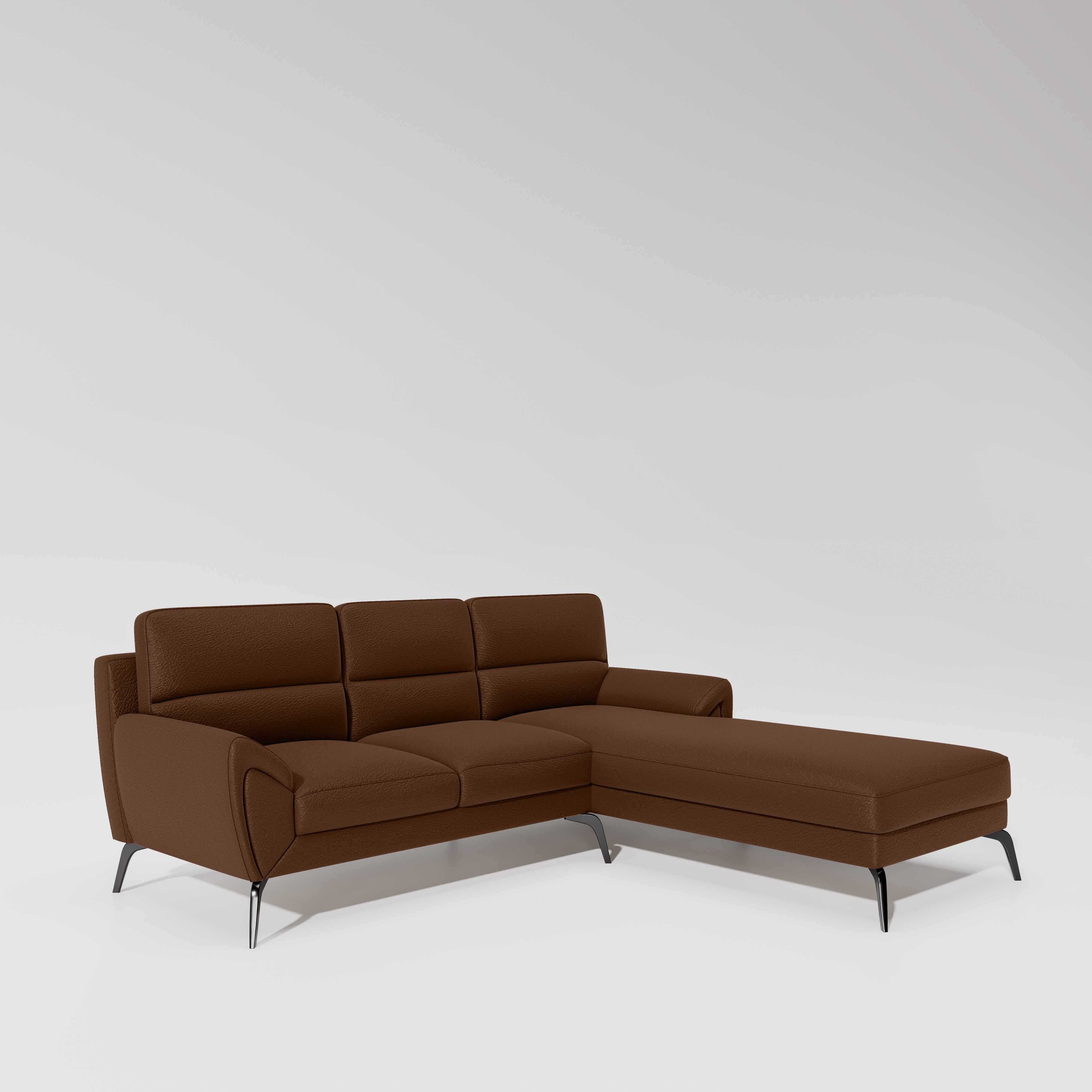 Octave 2 Seater Sofa with LH Lounger Suede Fabric  - Capuccino - Image 3