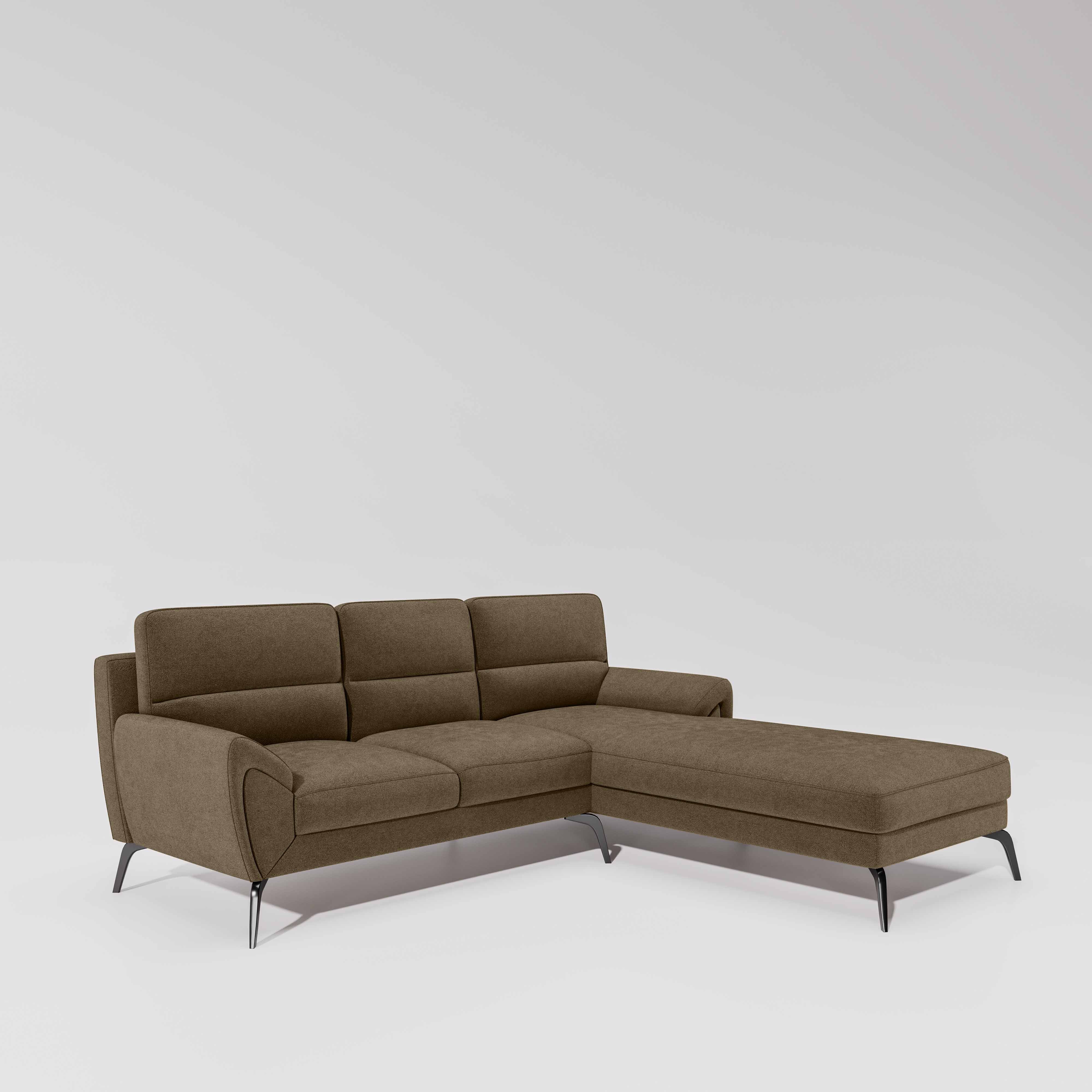 Octave 2 Seater Sofa with RH Lounger Water & Stain Repellent Fabric  - Dark Earth - Image 3