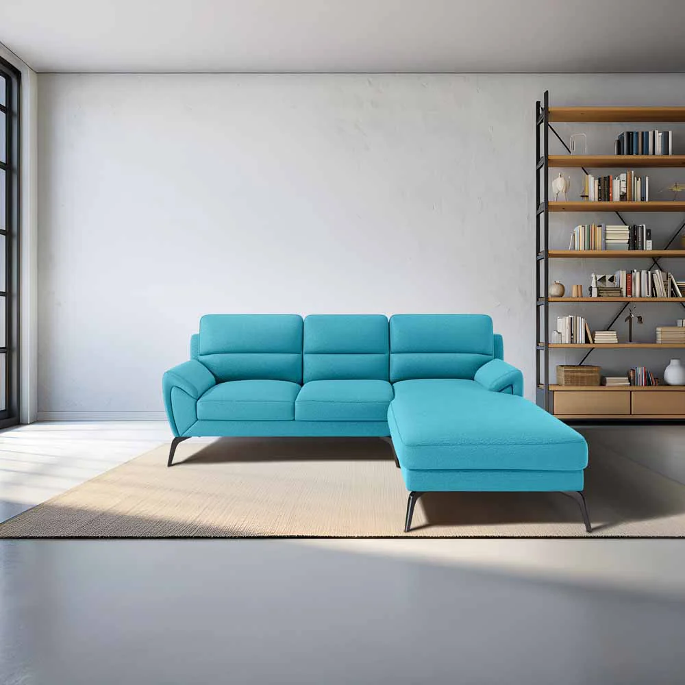 Octave 2 Seater Sofa with RH Lounger Suede Fabric - Celestial Blue