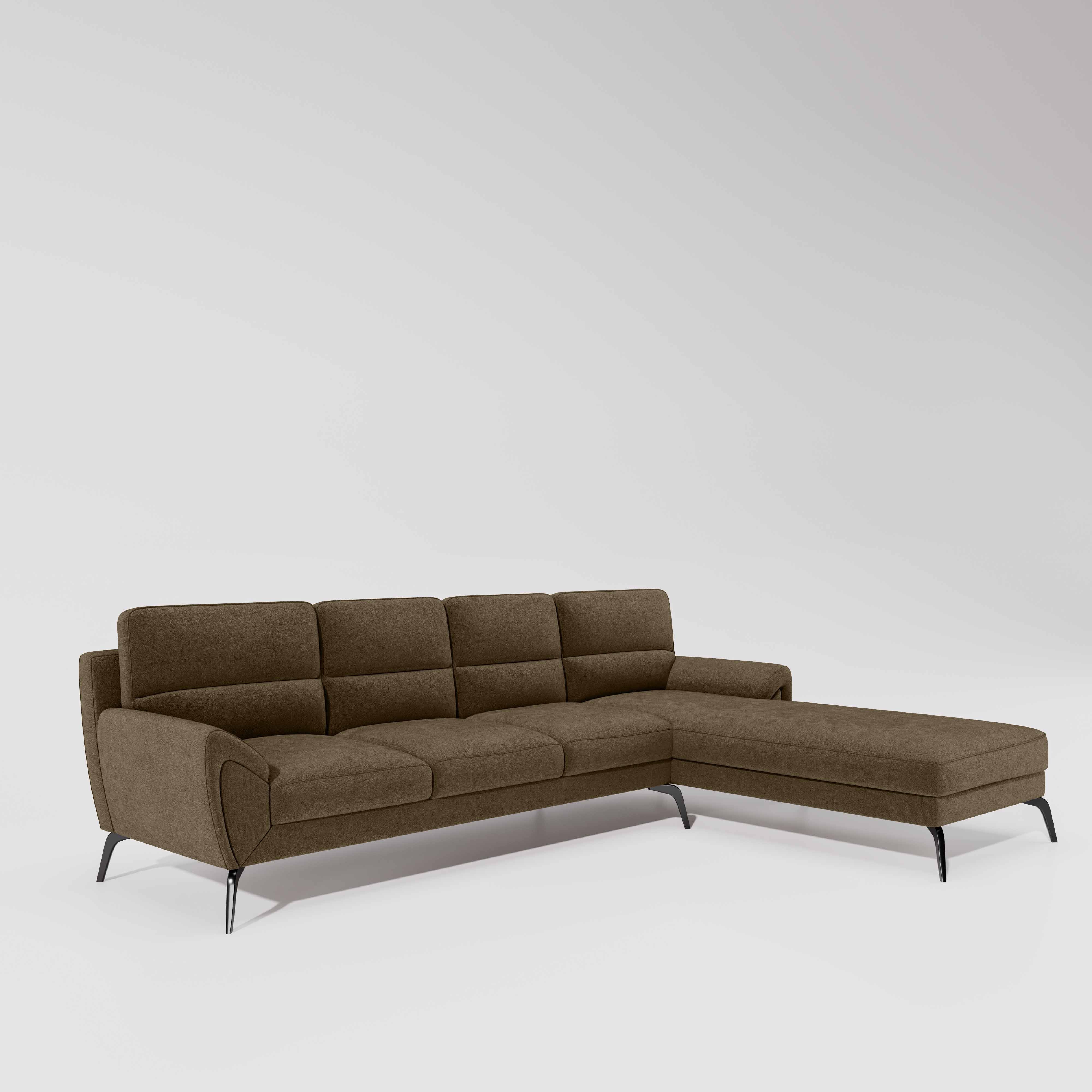 Octave 3 Seater with LH Lounger Water & Stain Repellent Fabric - Dark Earth - Image 3