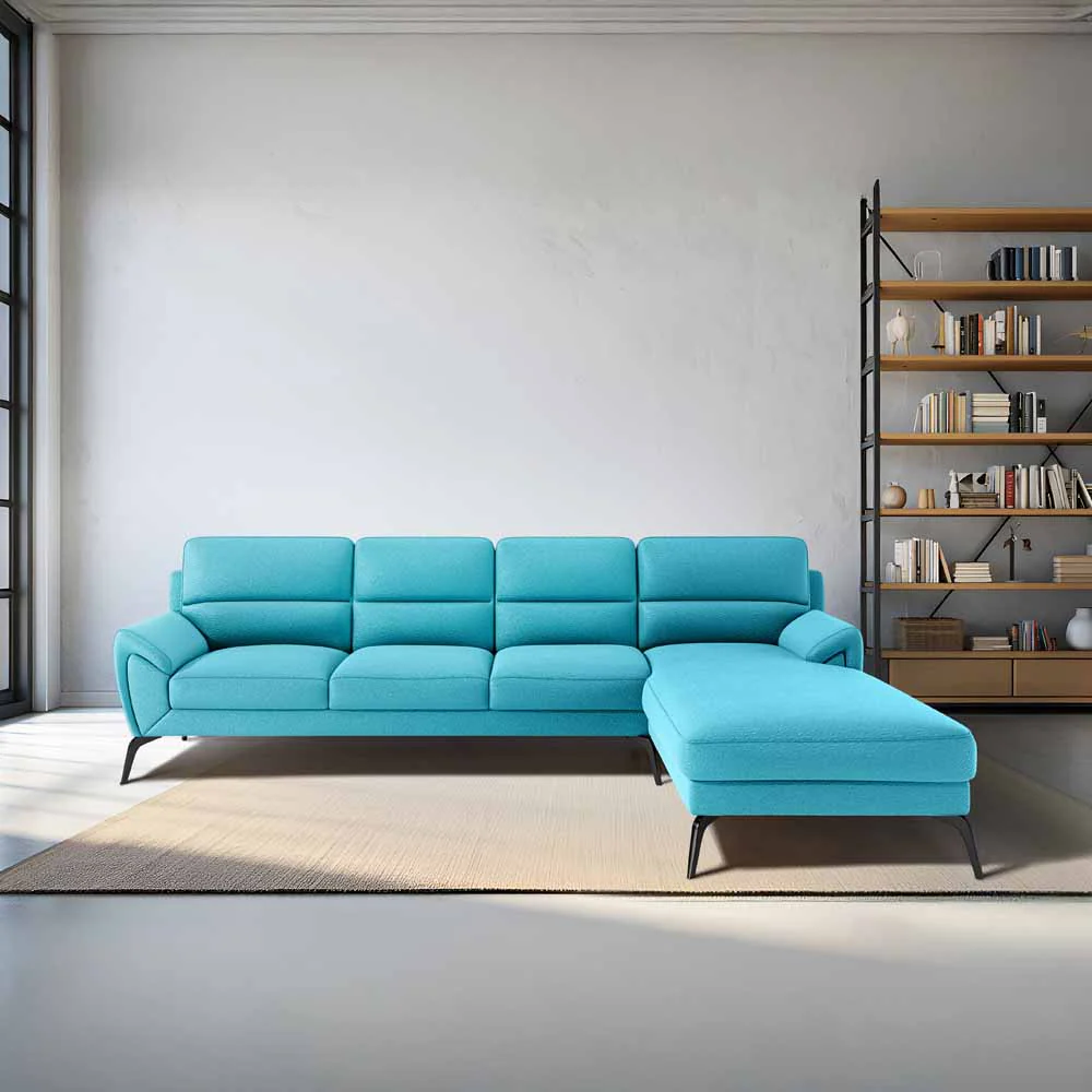 Octave 3 Seater with LH Lounger Suede Fabric - Celestial Blue