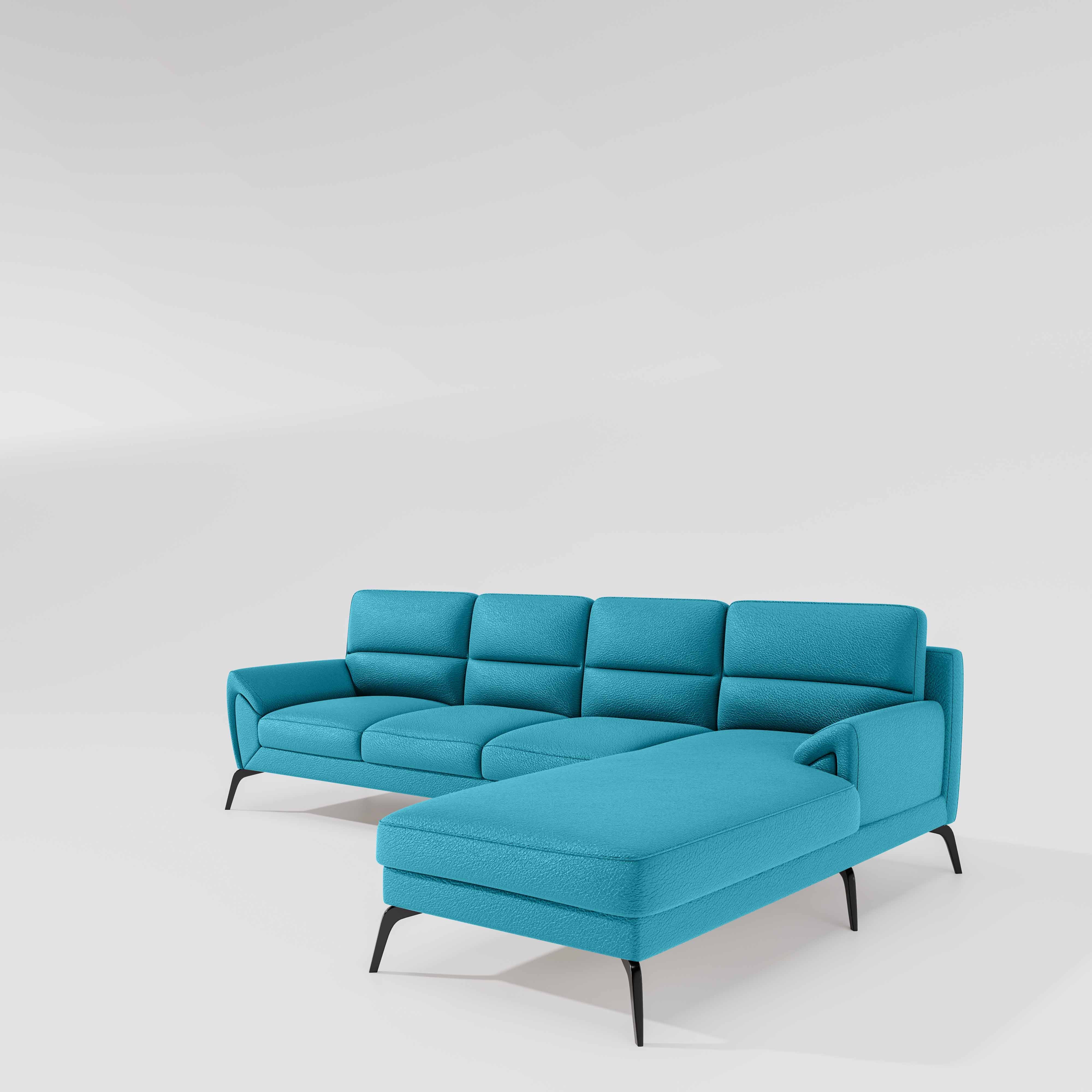 Octave 3 Seater with LH Lounger Suede Fabric - Celestial Blue - Image 4