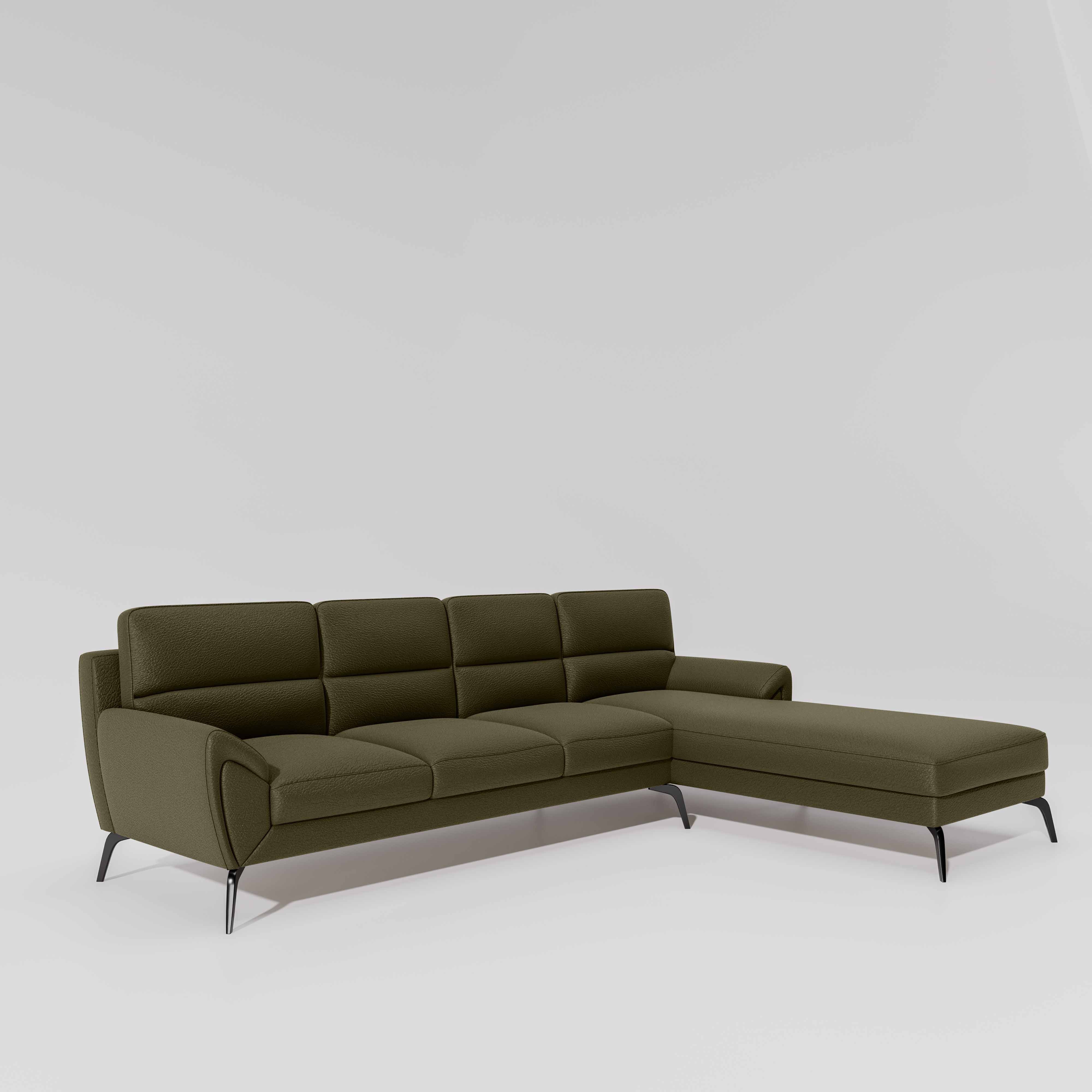 Octave 3 Seater with LH Lounger Suede Fabric - Avocado - Image 3