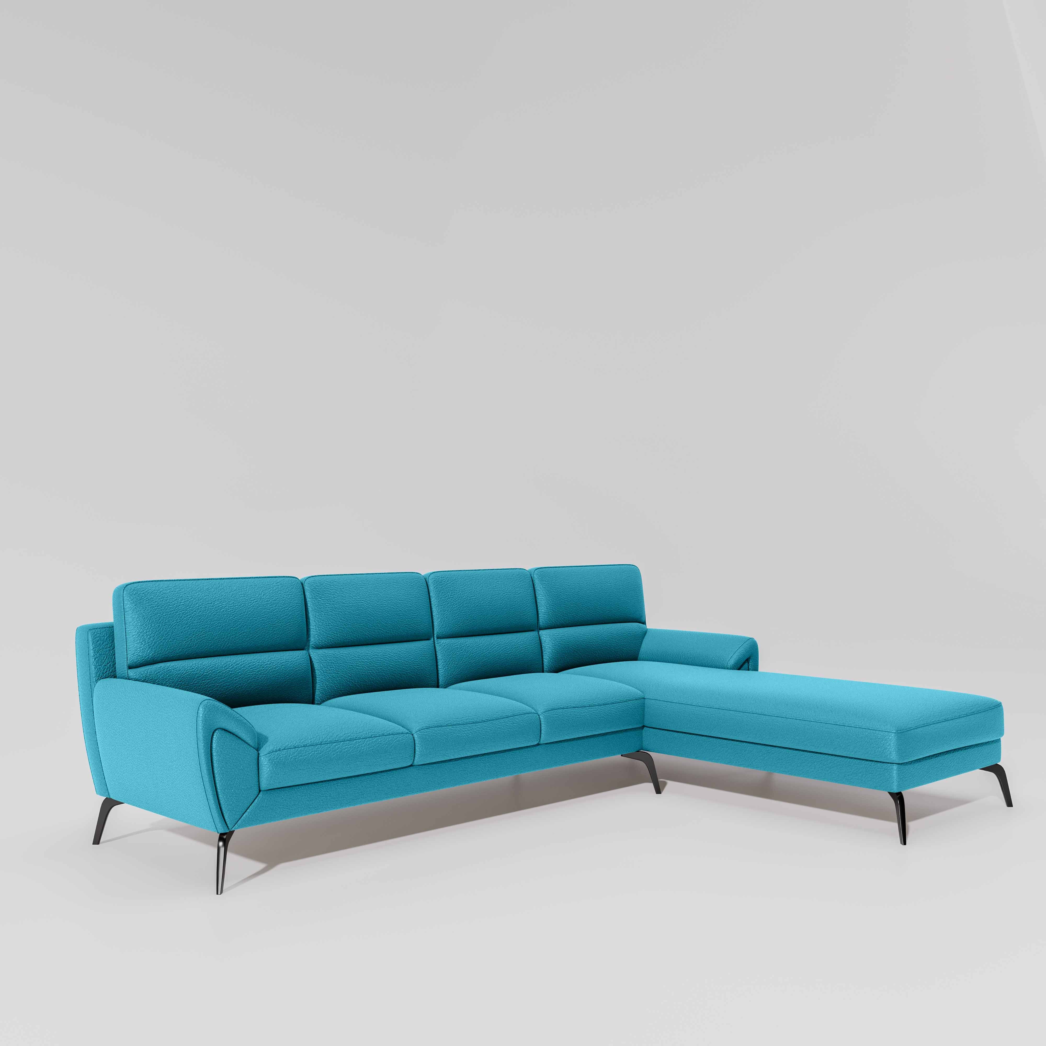 Octave 3 Seater with RH Lounger Suede Fabric - Celestial Blue - Image 3