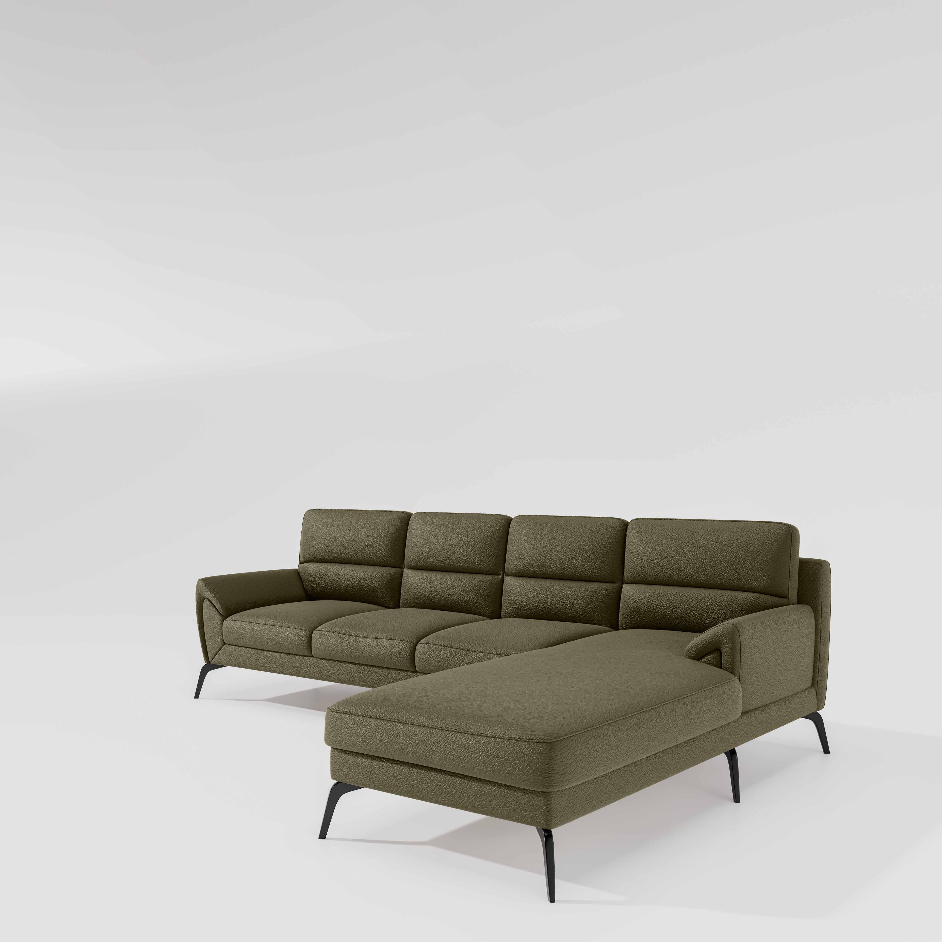 Octave 3 Seater with RH Lounger Suede Fabric - Avocado - Image 4