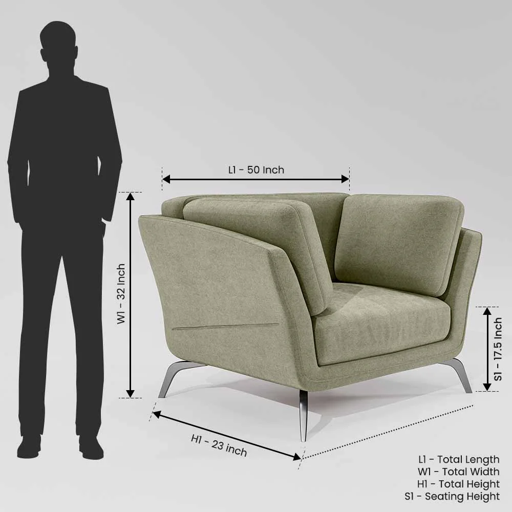 Symphony 1 Seater Water & Stain Repellent Fabric - Pistachio Shell - Image 7