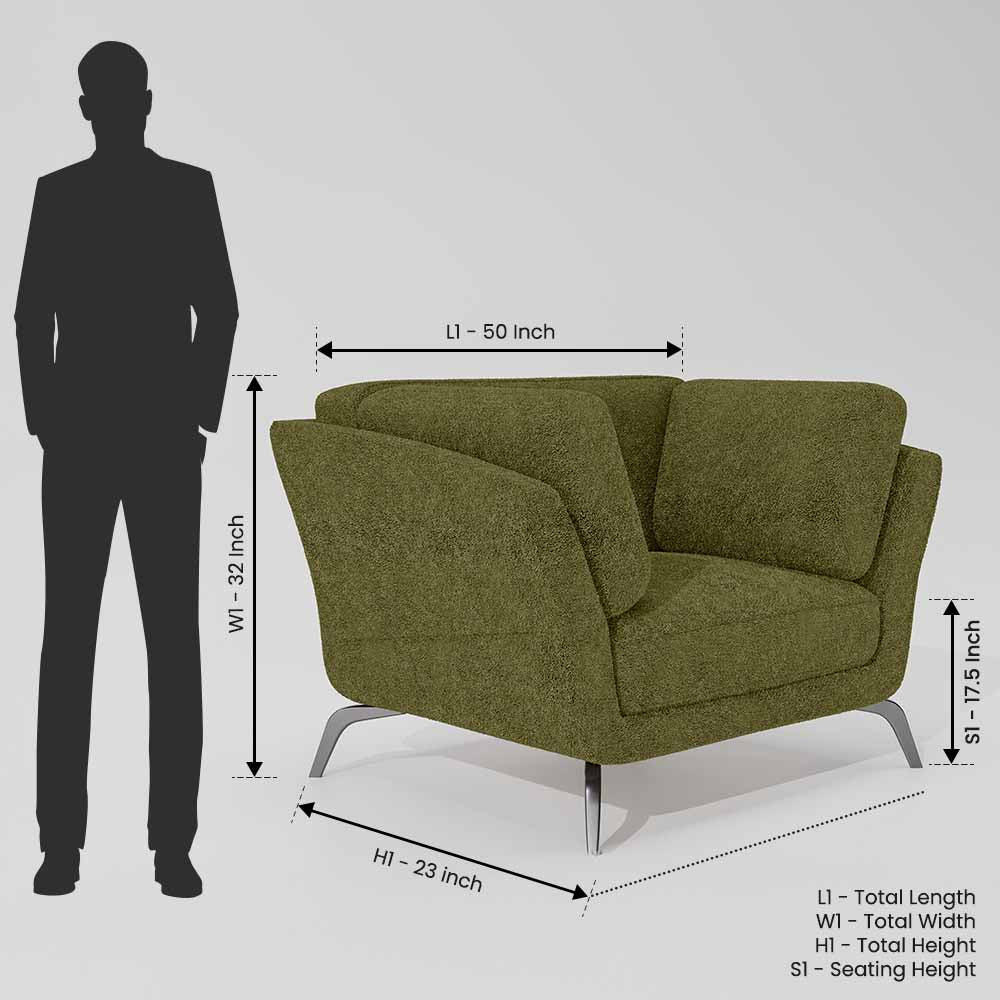 Symphony 1 Seater Boucle Fabric - Dried Herb - Image 7