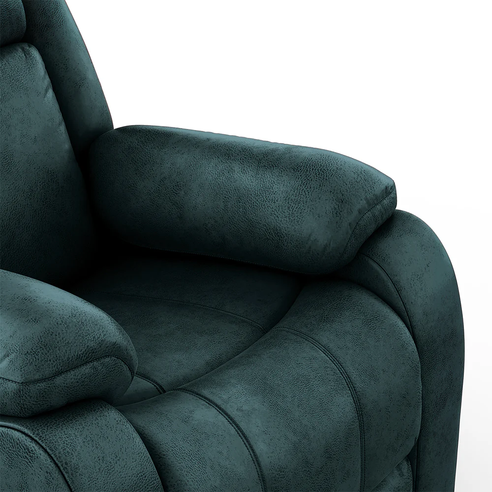 Avalon Rocking & Rotating Midnight Blue Single Seater Suede Fabric Recliner - Image 11